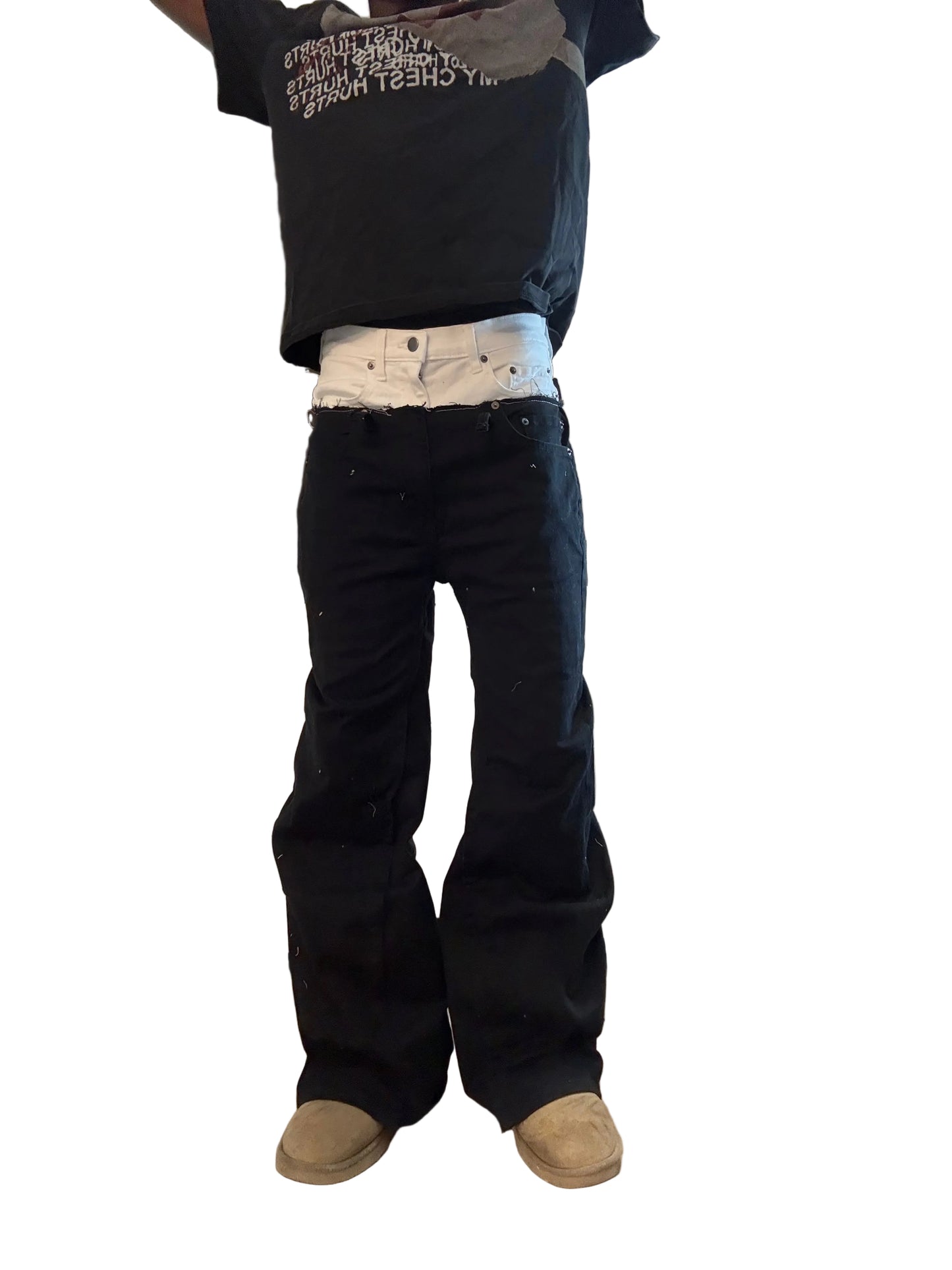 Cut up double waisted flares