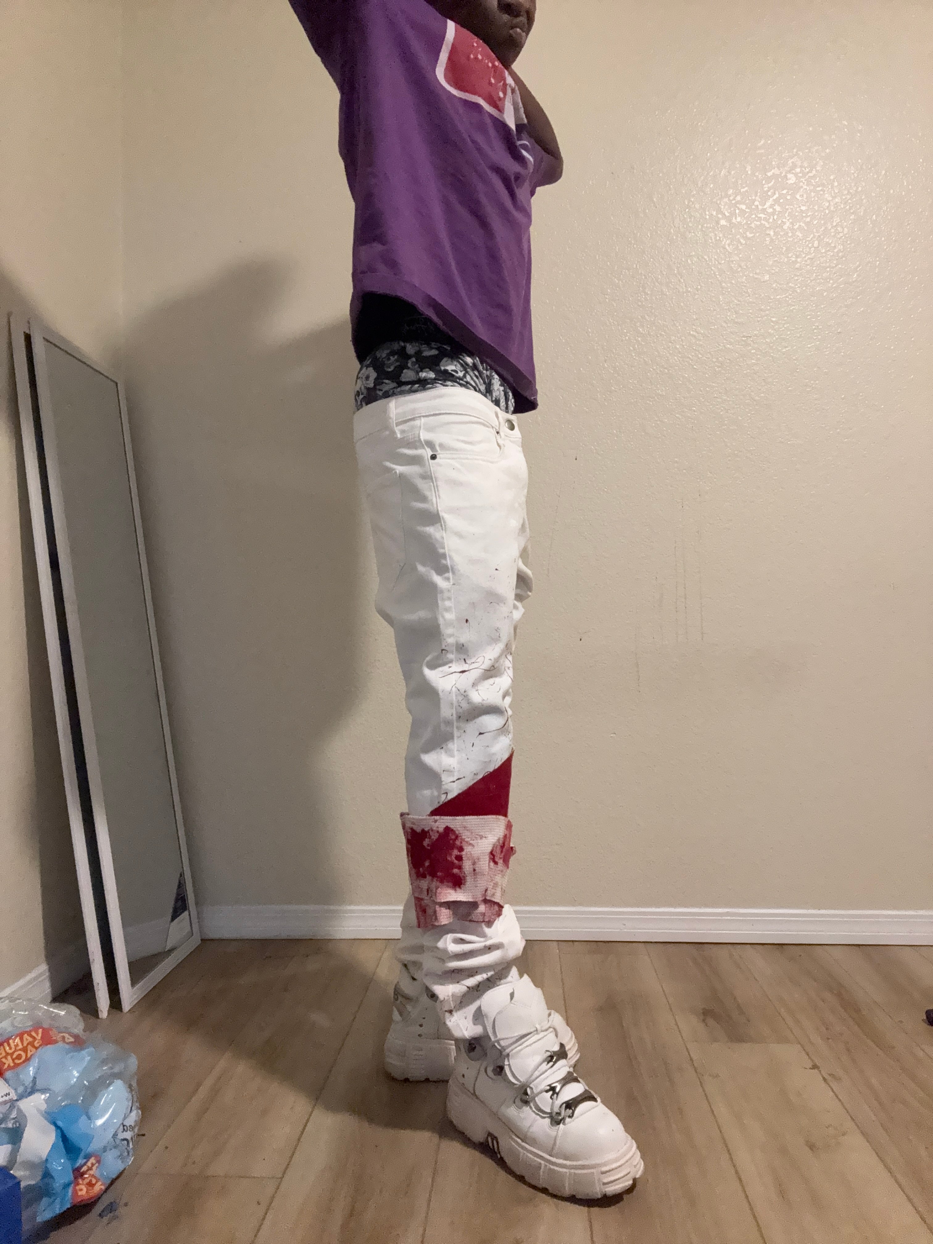 red mark skinny jeans