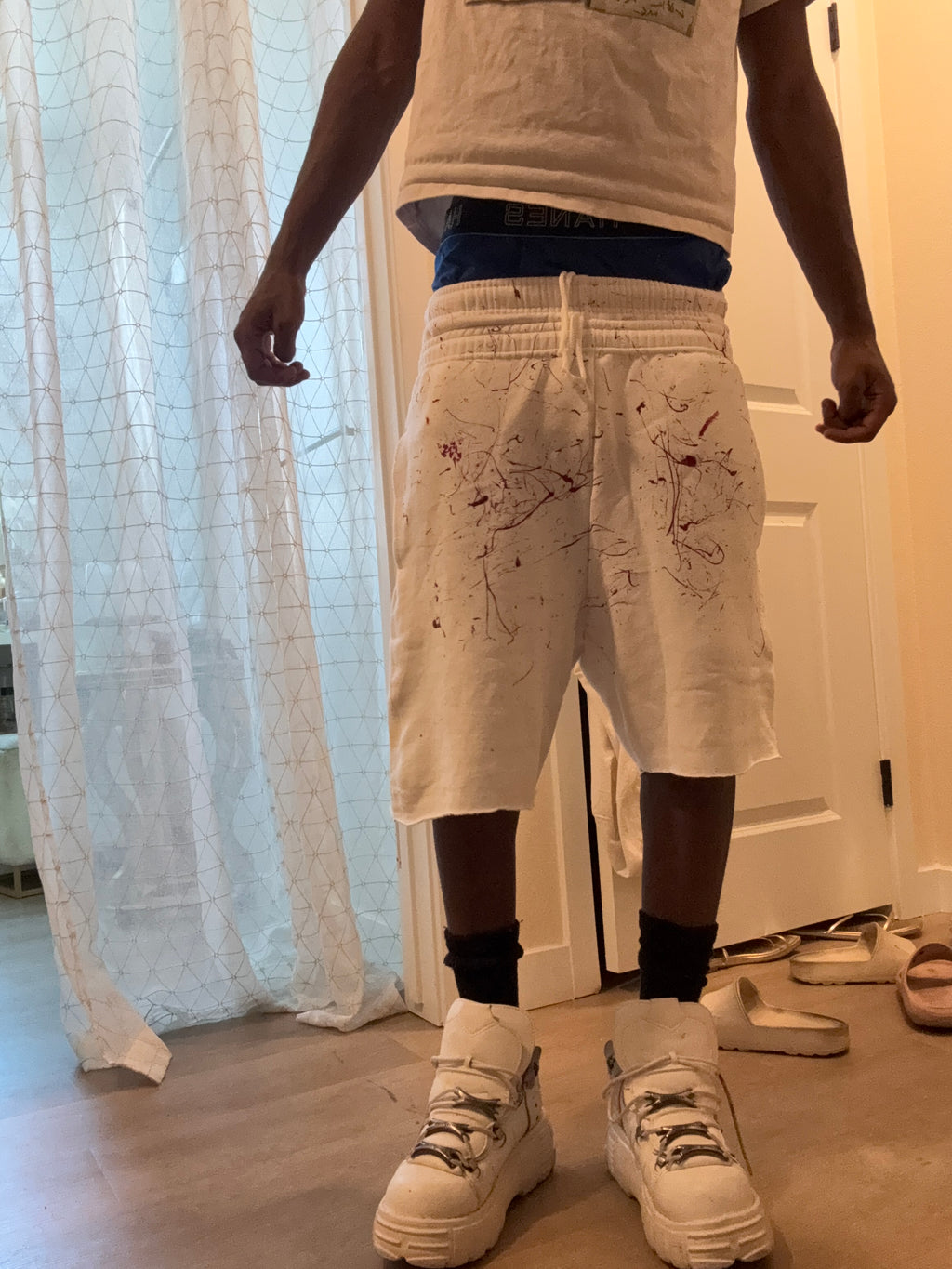 Blood mark double waisted shorts