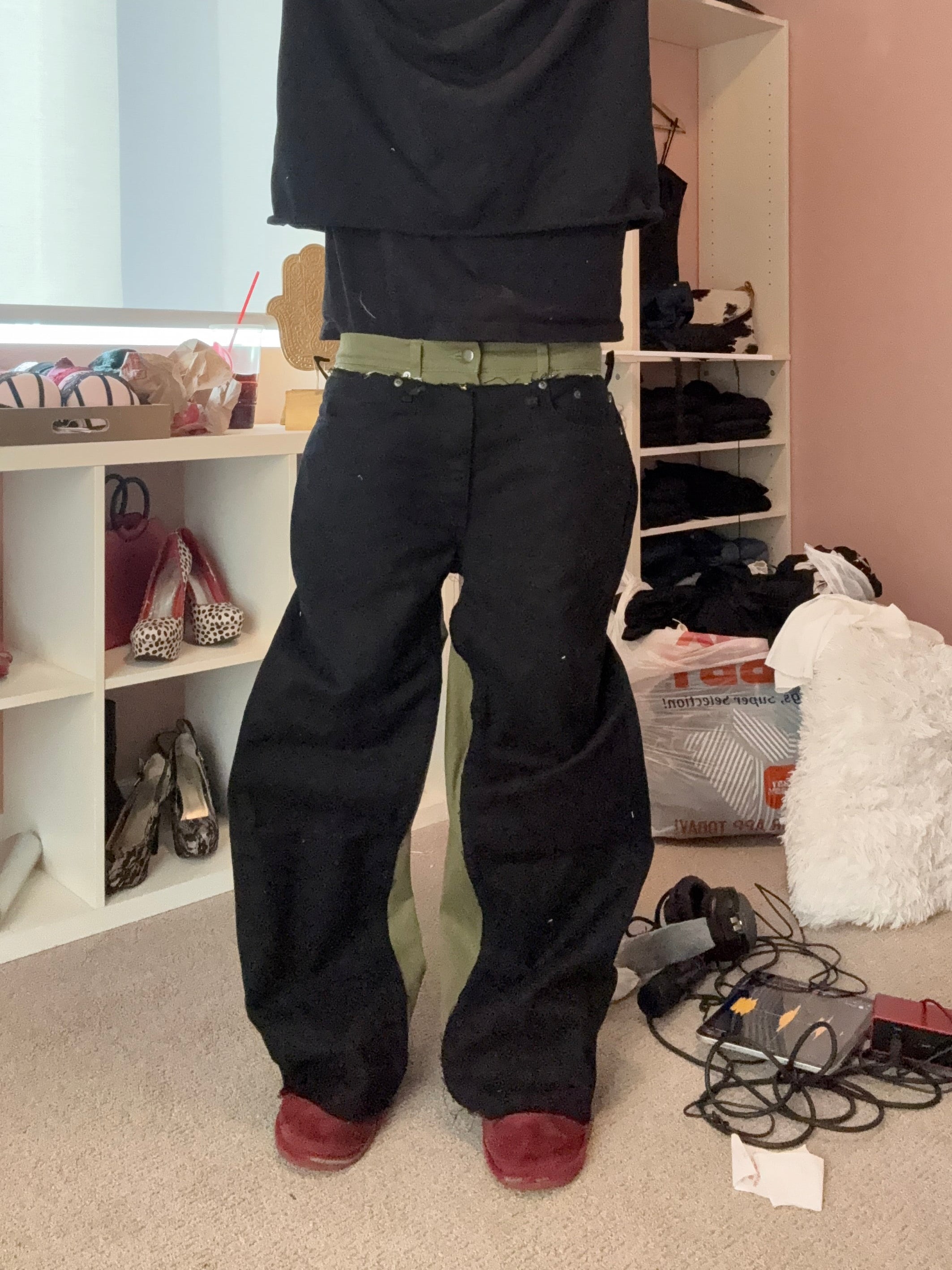 cut up double waisted flares