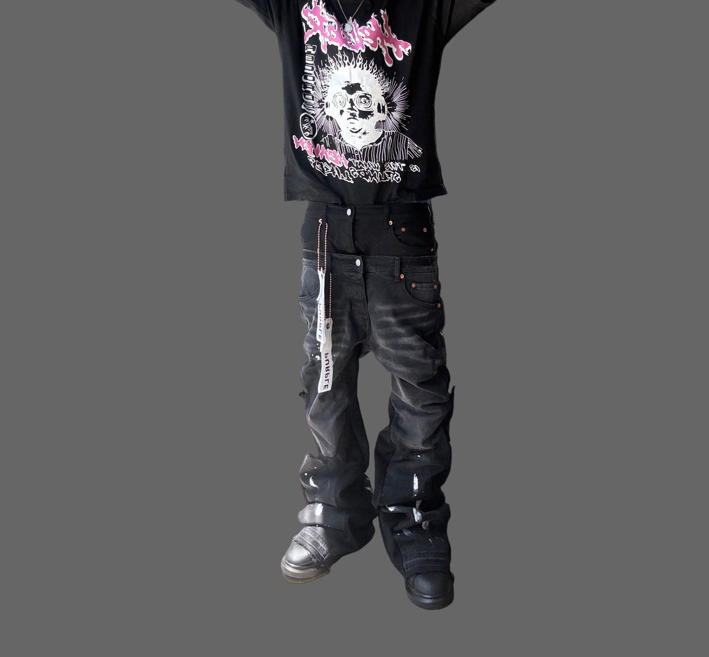 double waisted flared purp1e jeans