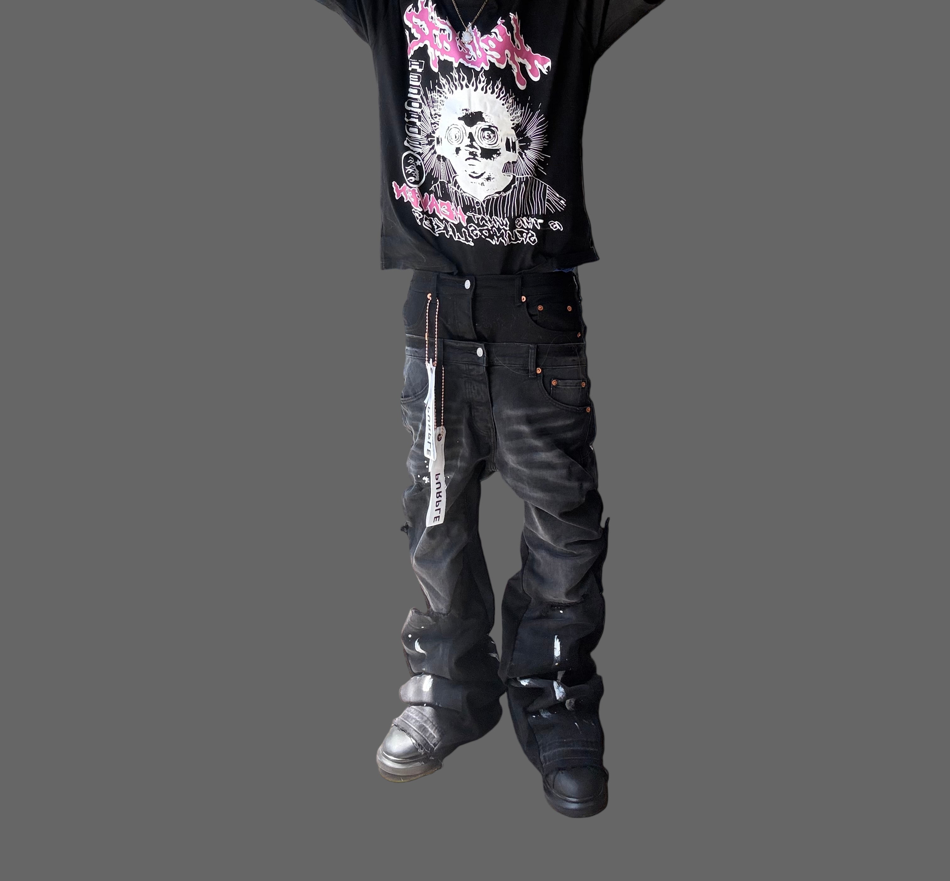 double waisted flared purp1e jeans