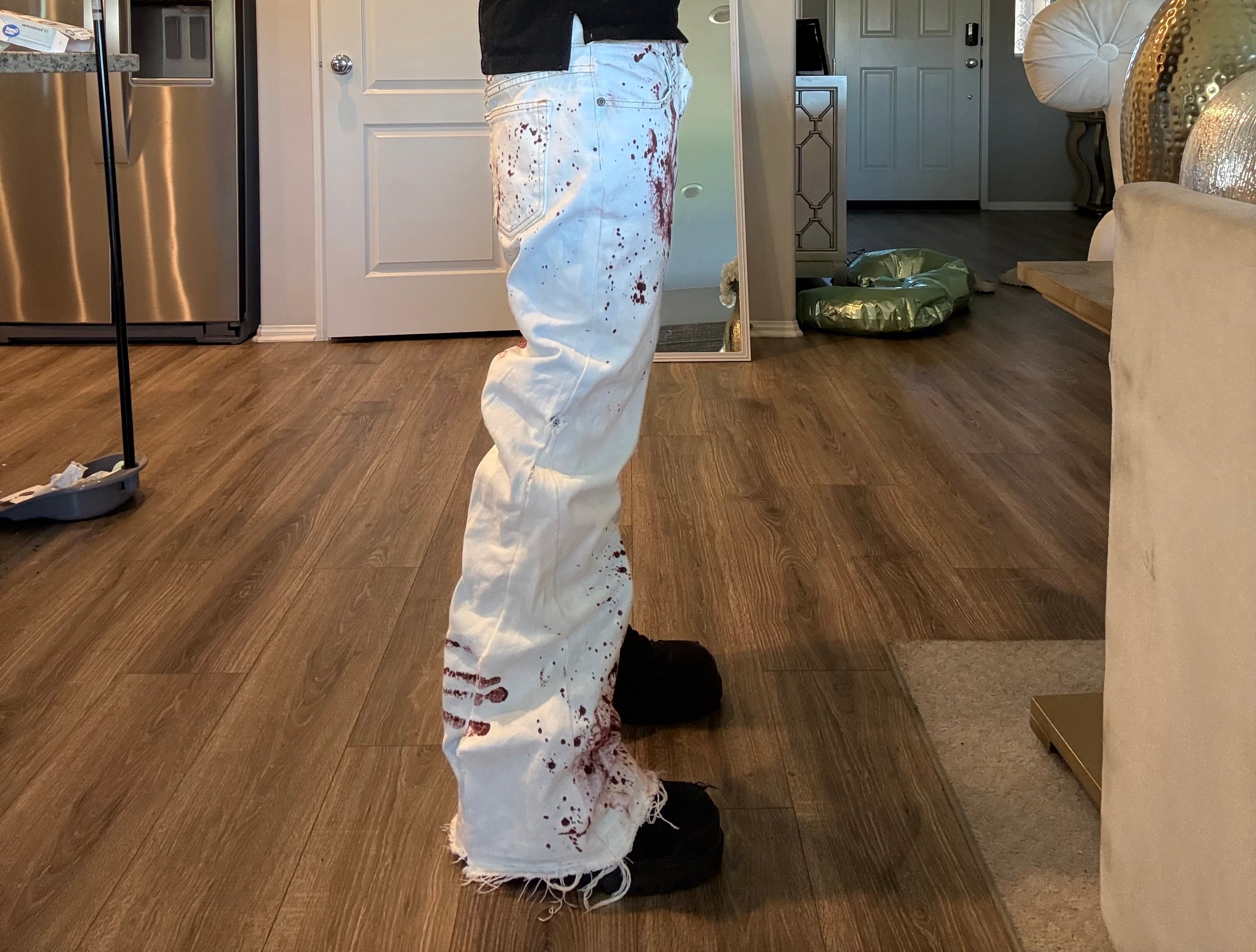 bl00d mark bleach flared jeans