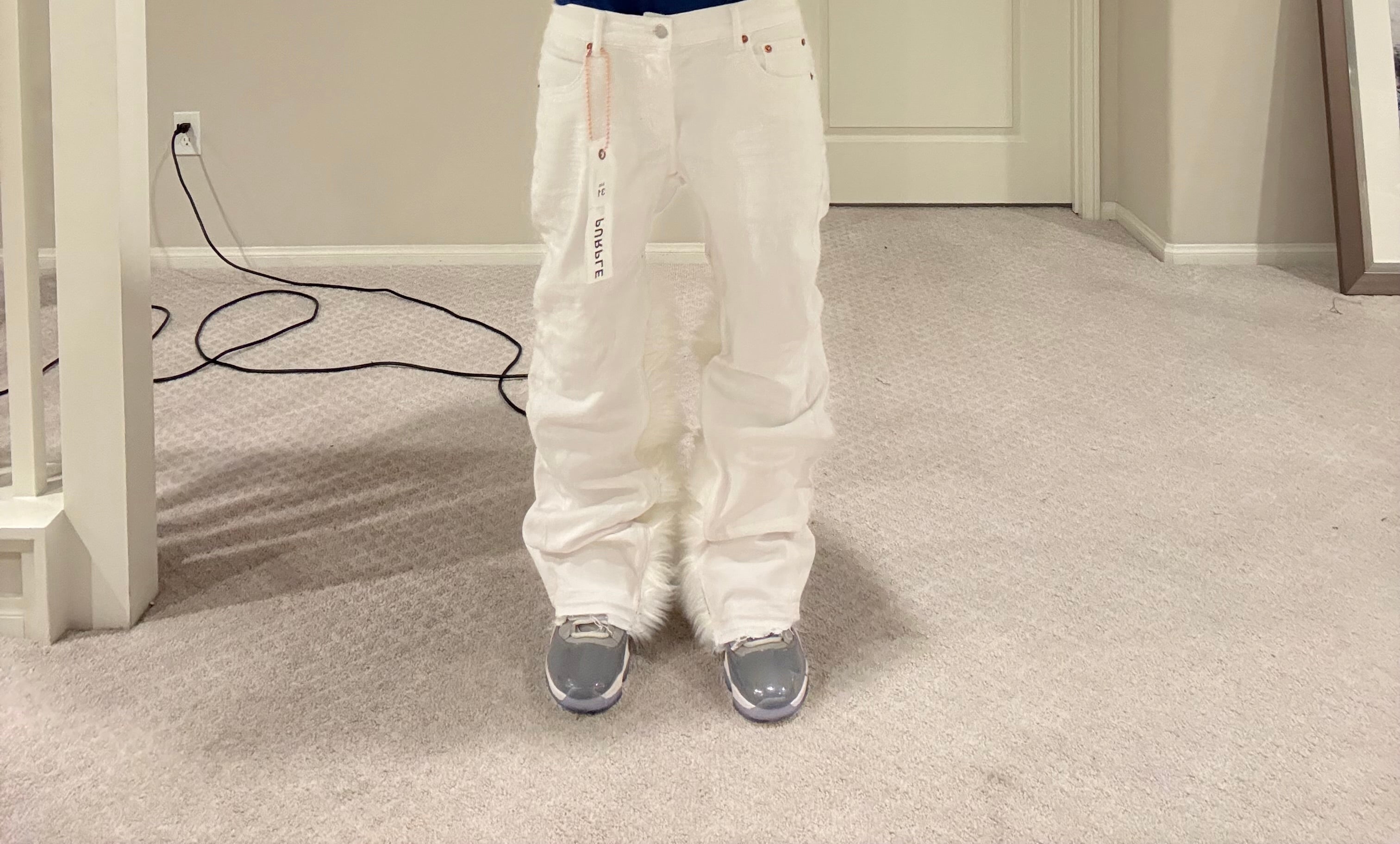 flared fur purple jeans