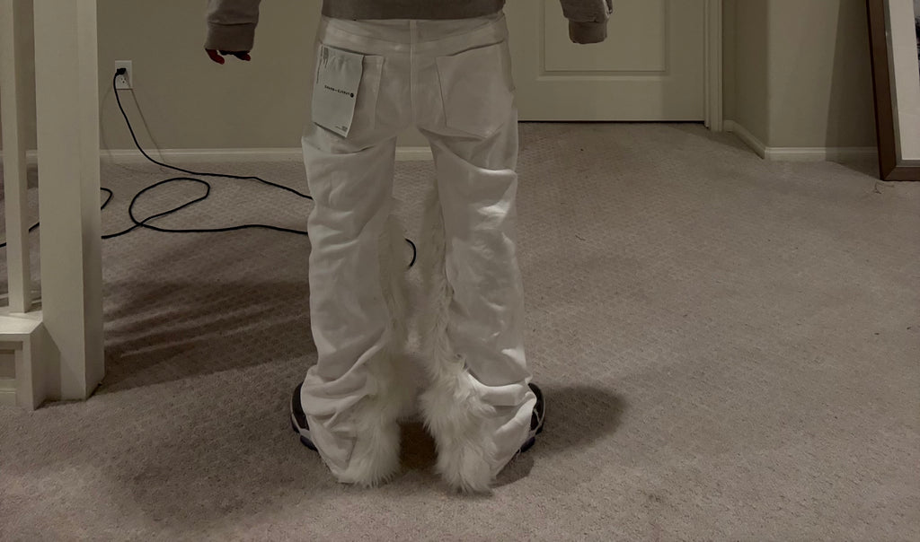 flared fur purple jeans