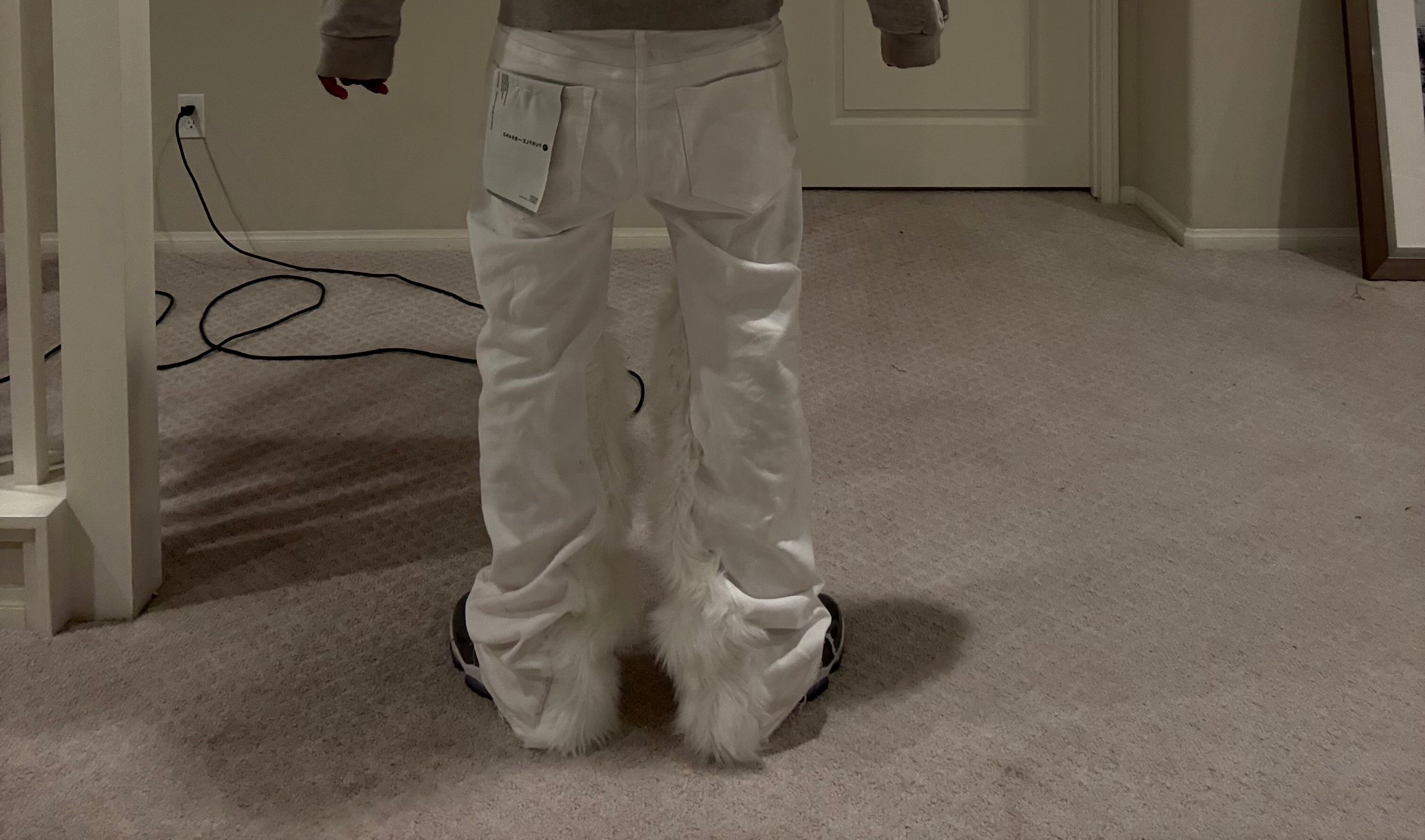 flared fur purple jeans