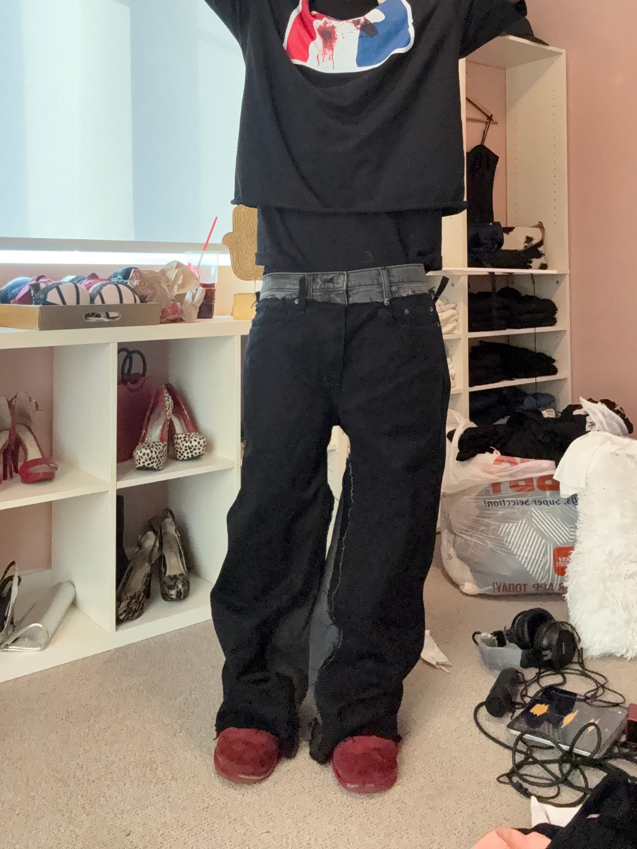 cut up double waisted flares