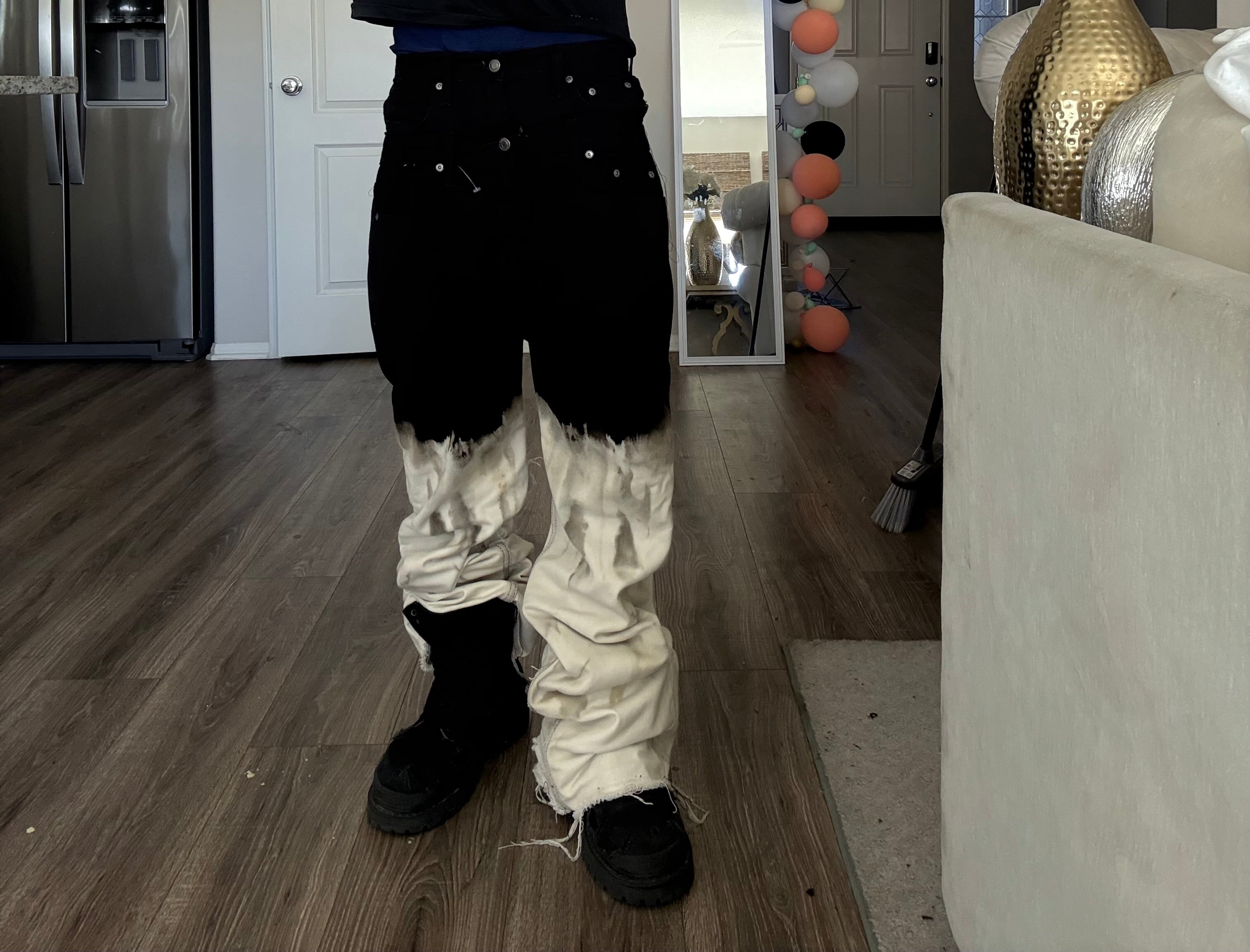 double waist bleach flares