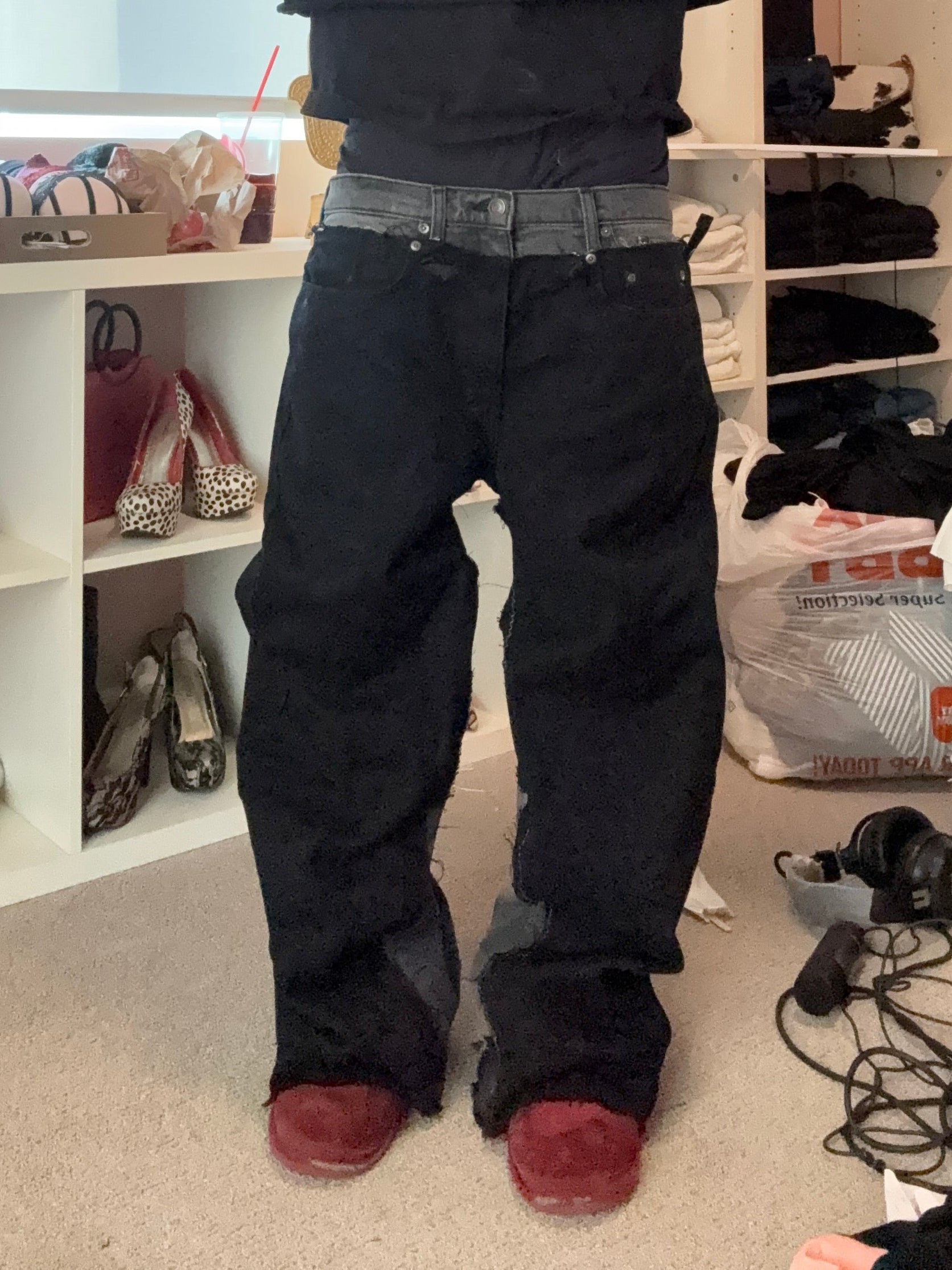 cut up double waisted flares