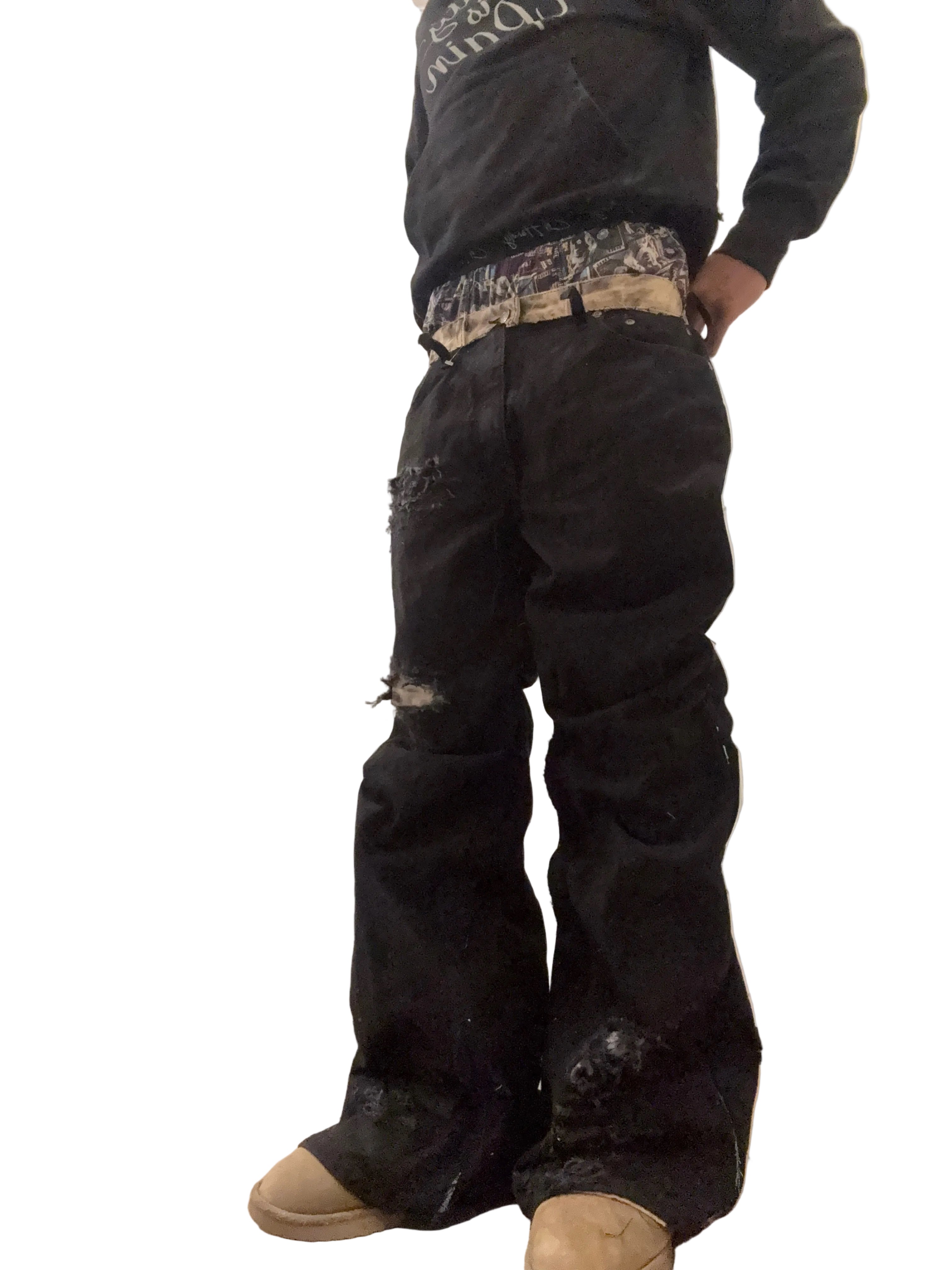 Cut Up  Double Waisted Flares