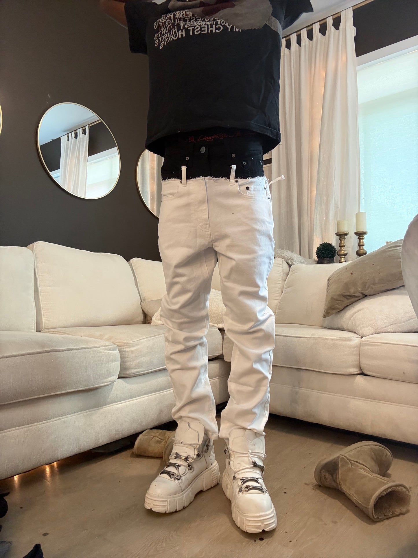 Cut up double waisted skinny’s