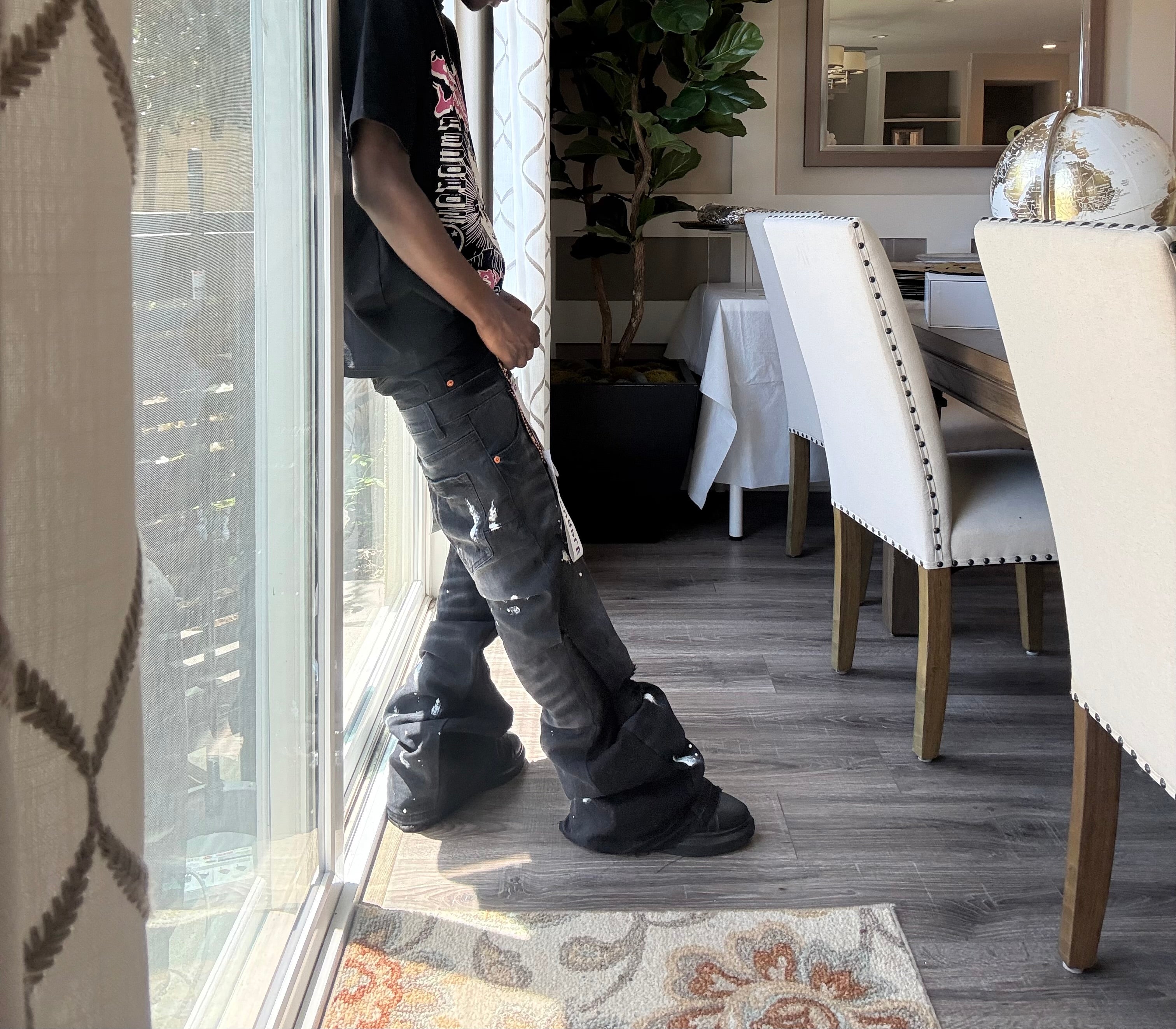 double waisted flared purp1e jeans