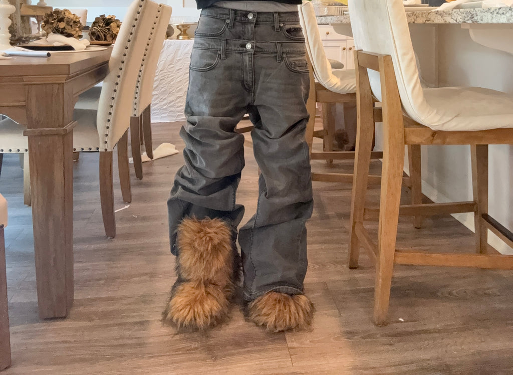 grey double waisted flared