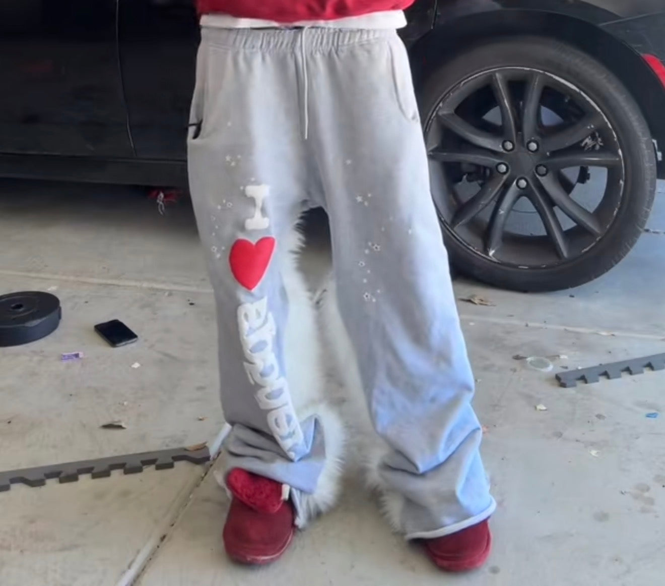 flared sp5der sweats