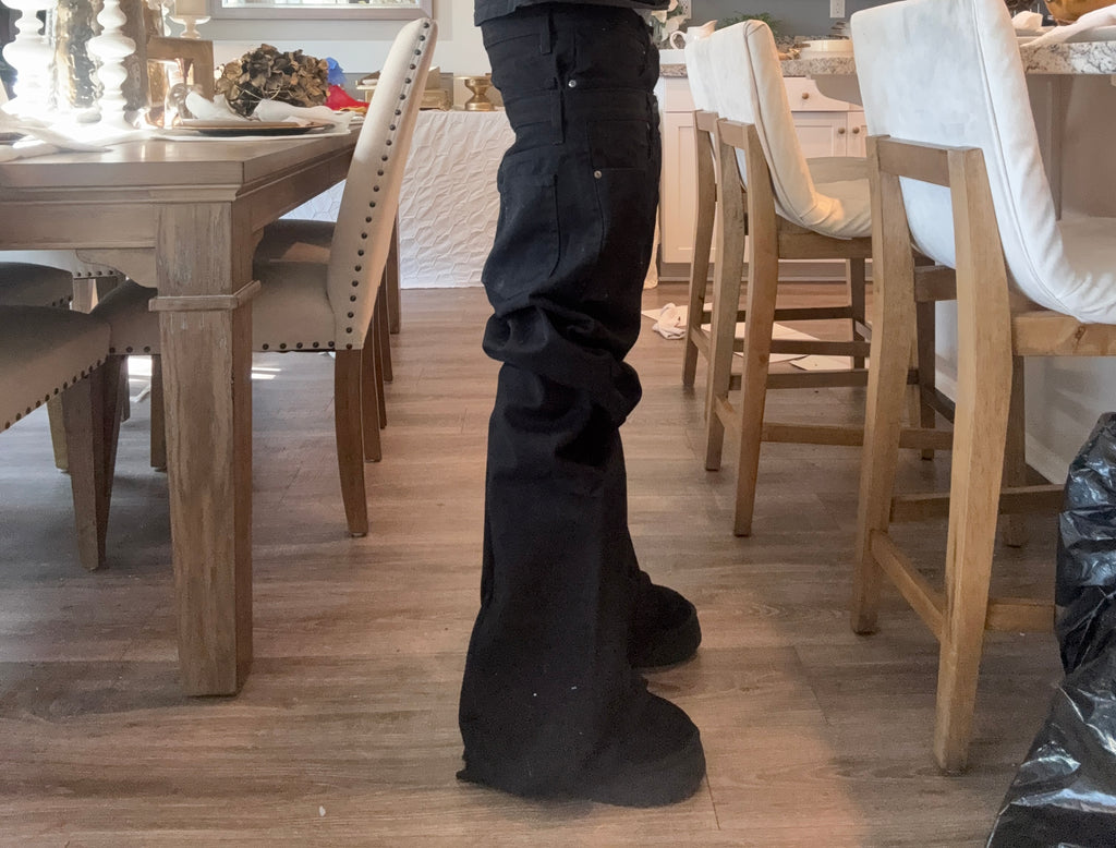 double waist black flares