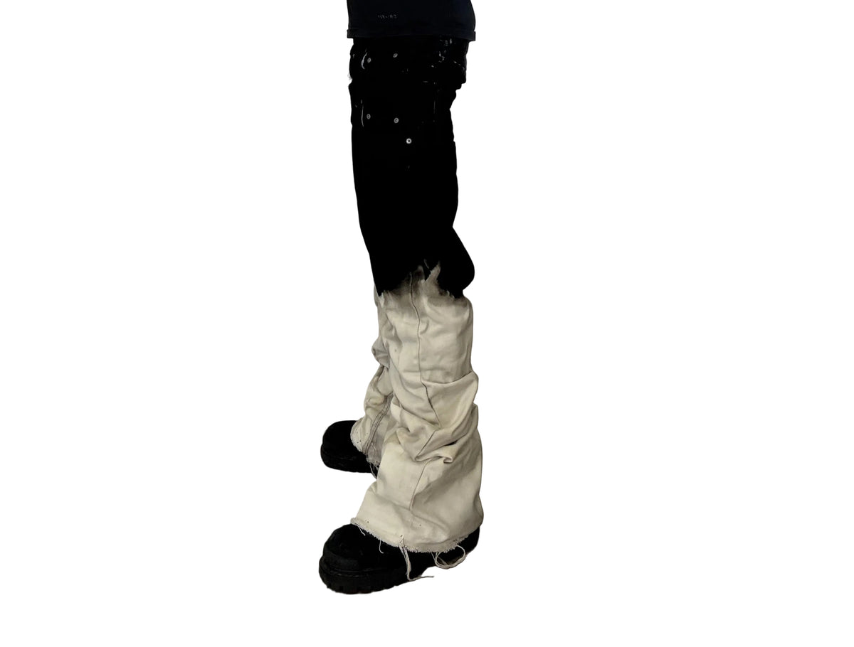 Double Waist Bleach Flared Denim