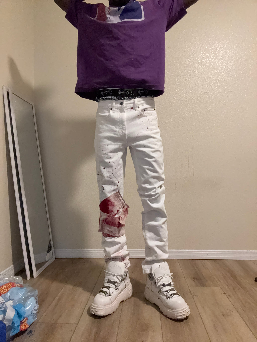 red mark skinny jeans