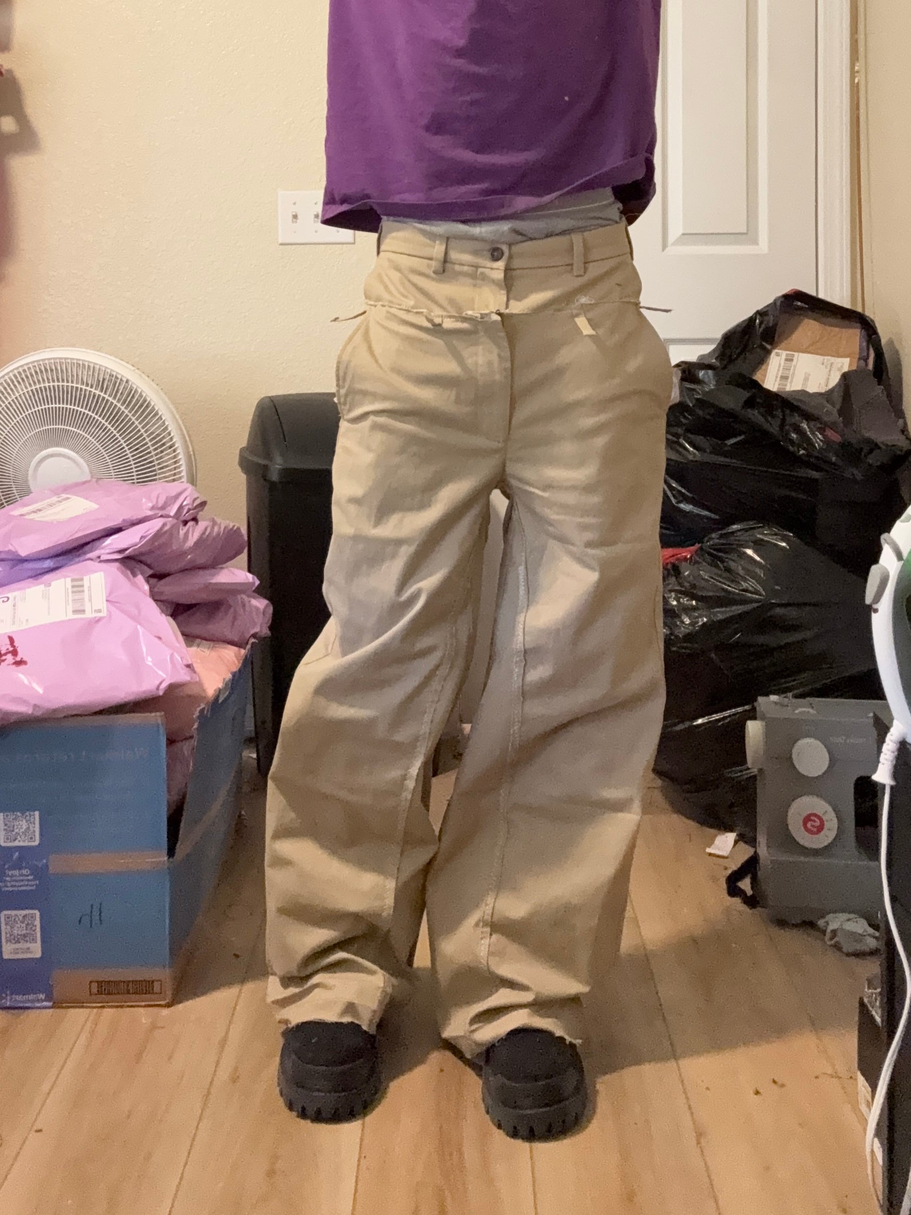 double waisted cut up flares