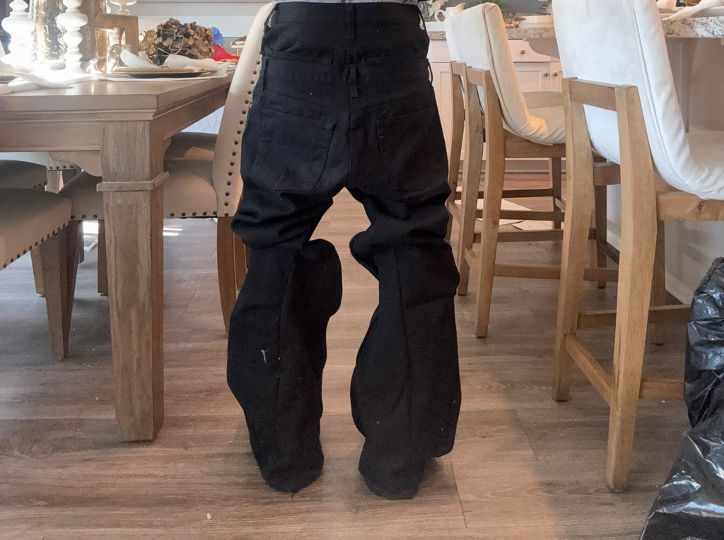 double waist black flares