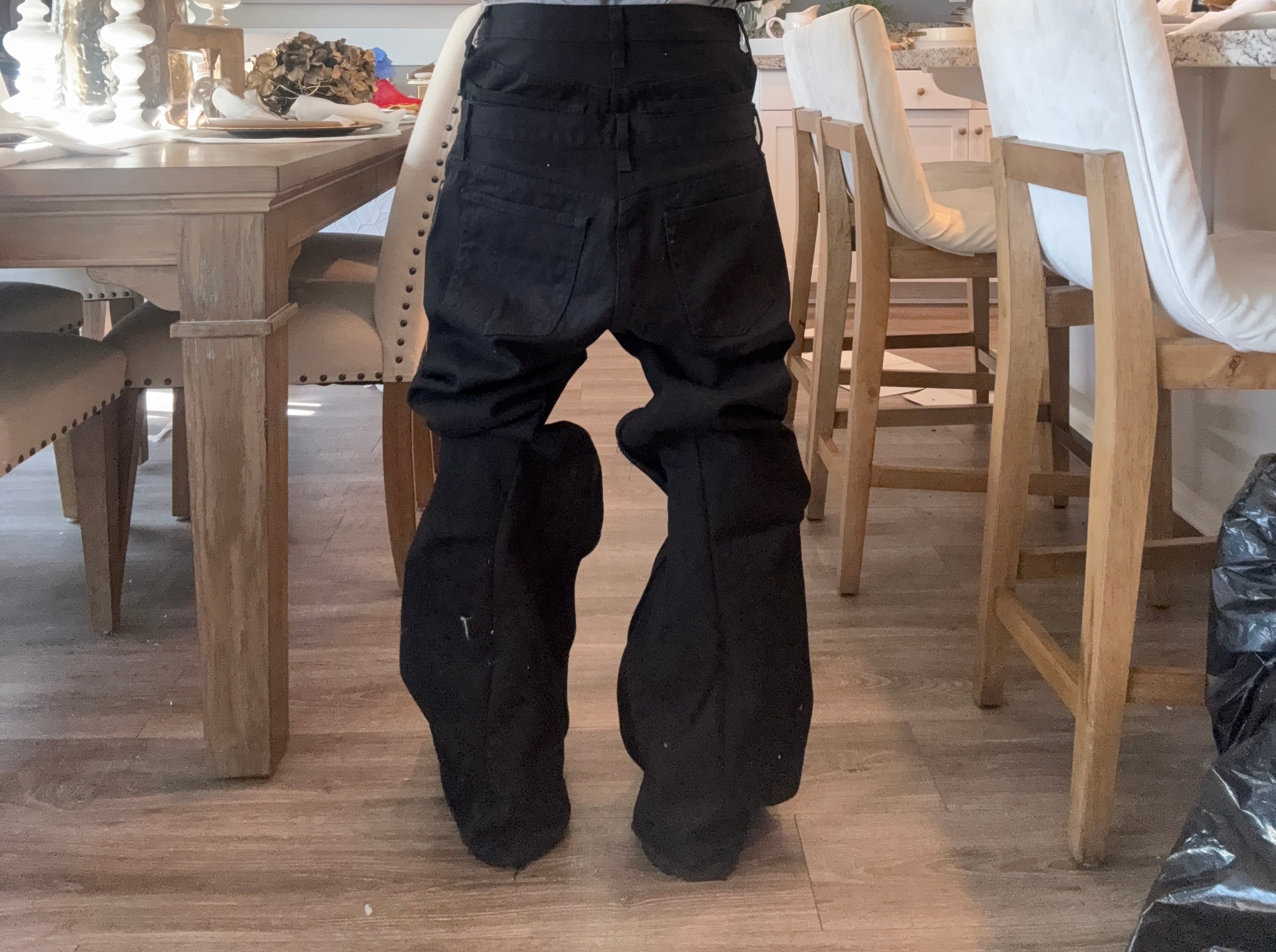 double waist black flares