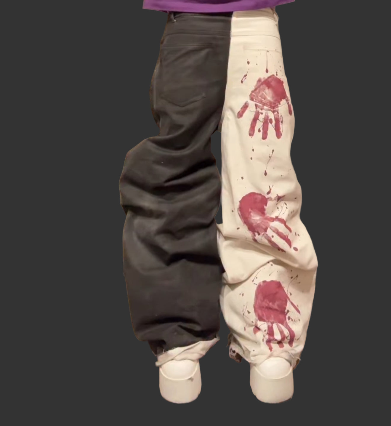 red mark baggy jeans