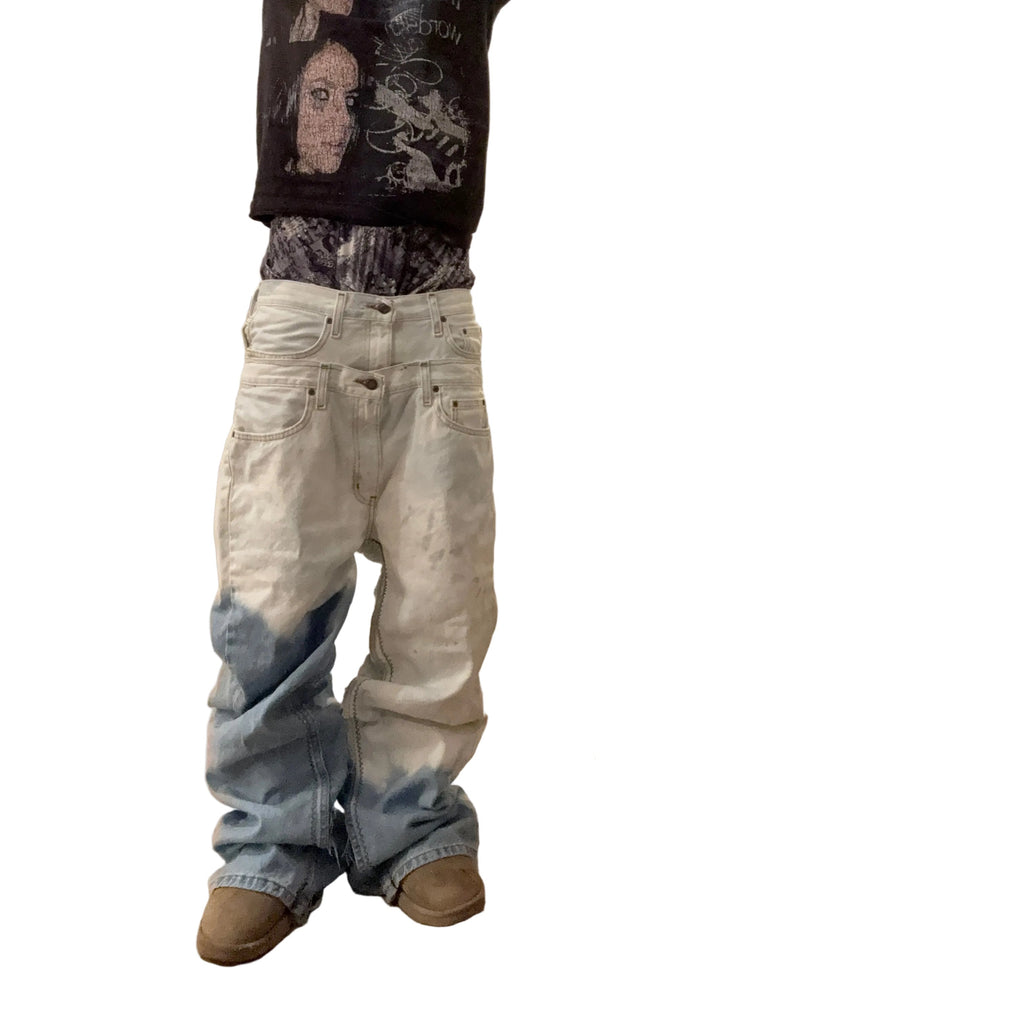 Bleach Double Waisted Denim