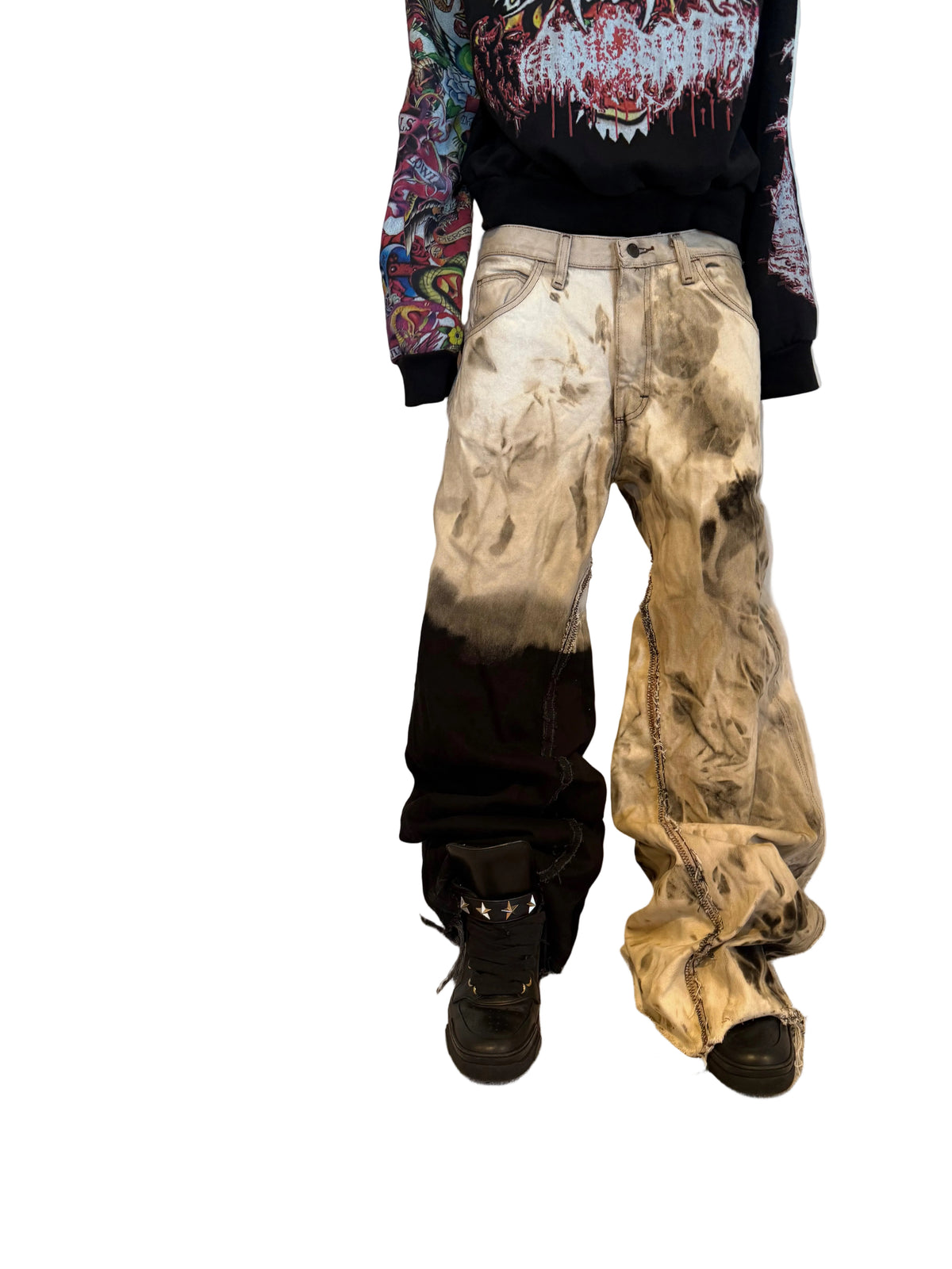 Bleach Flared Denim