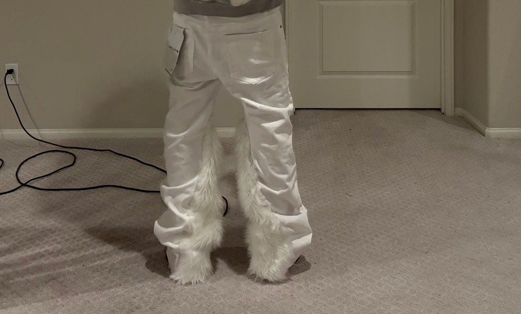 flared fur purple jeans