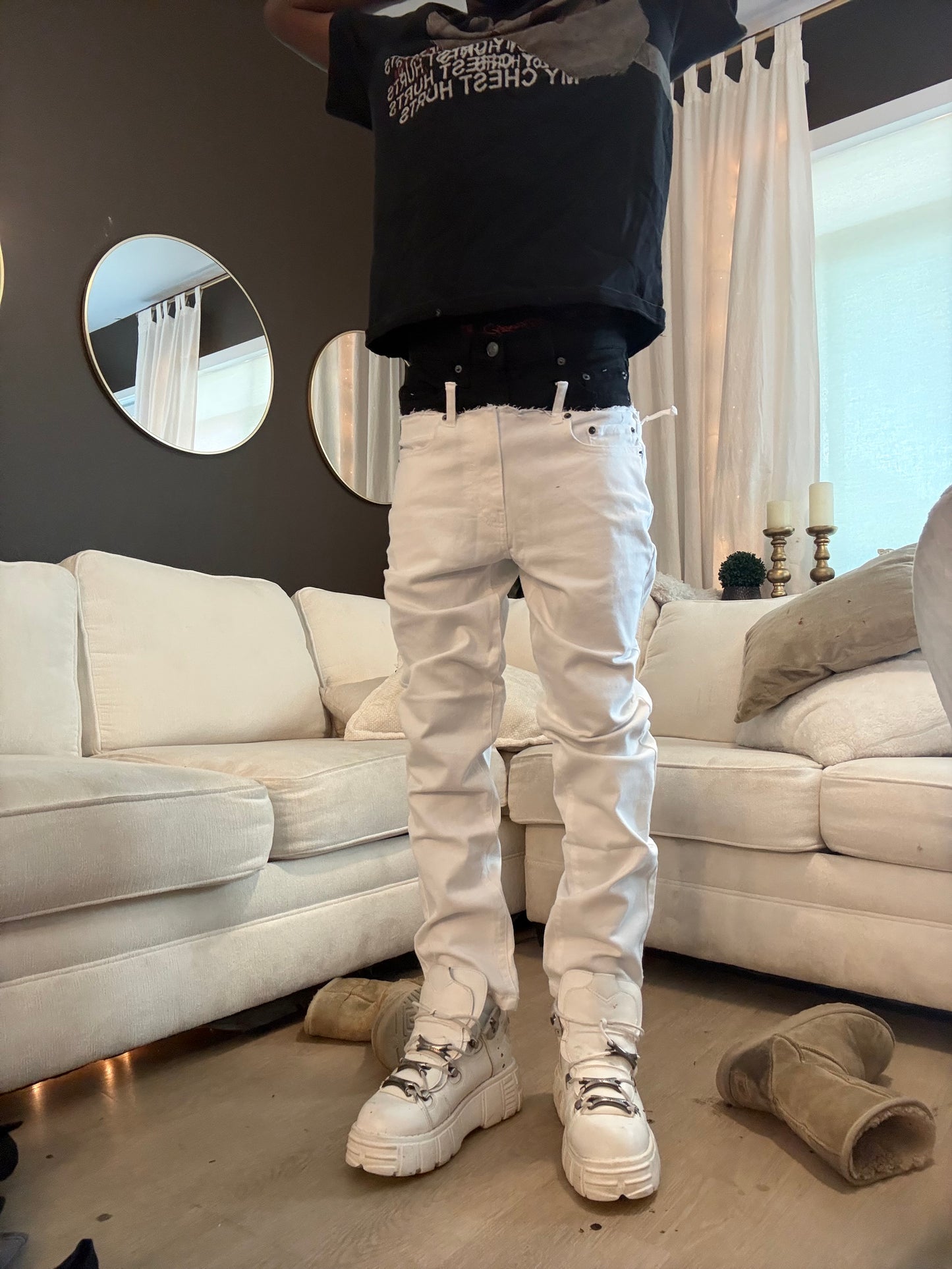 Cut up double waisted skinny’s