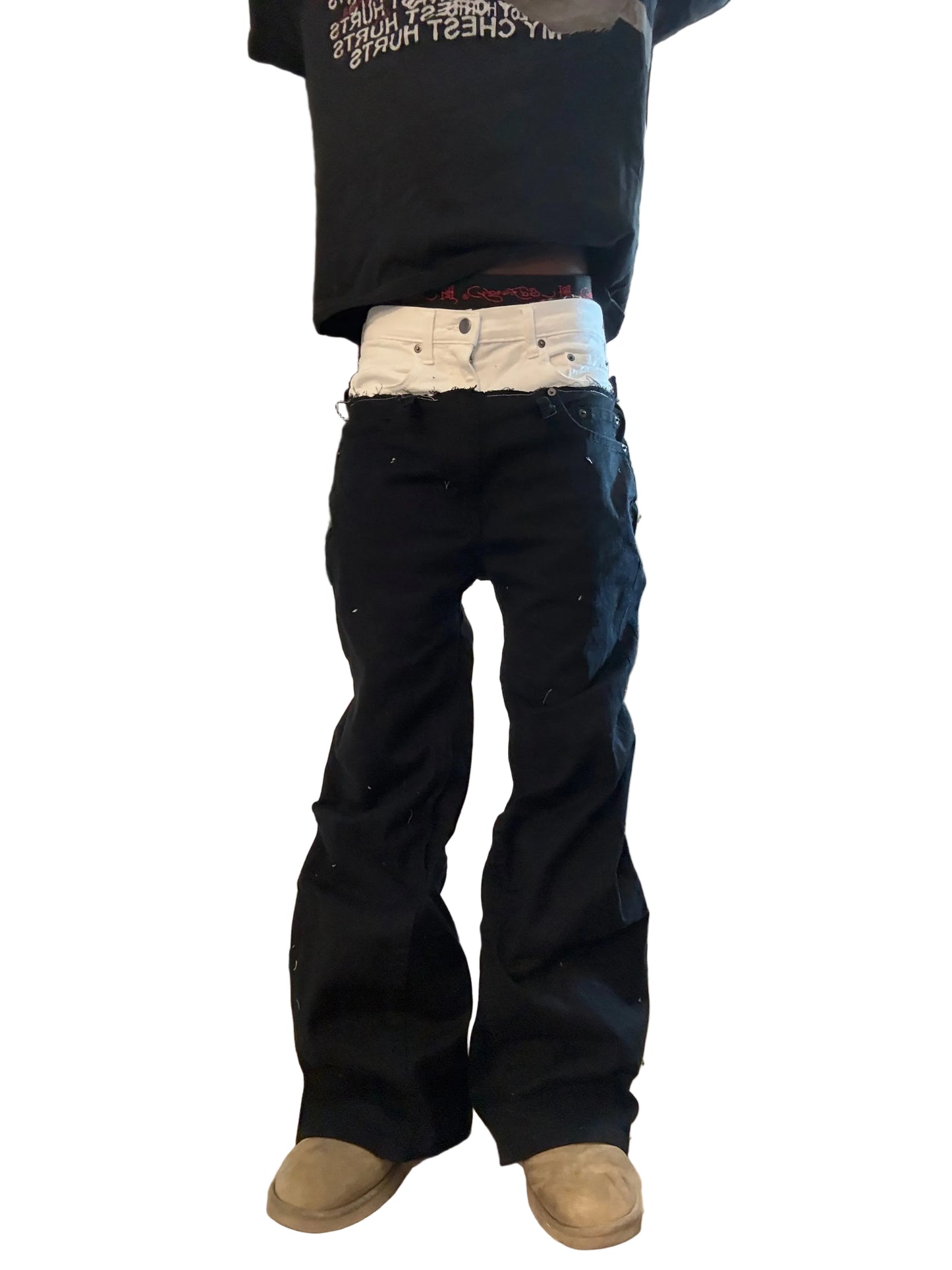 Cut up double waisted flares