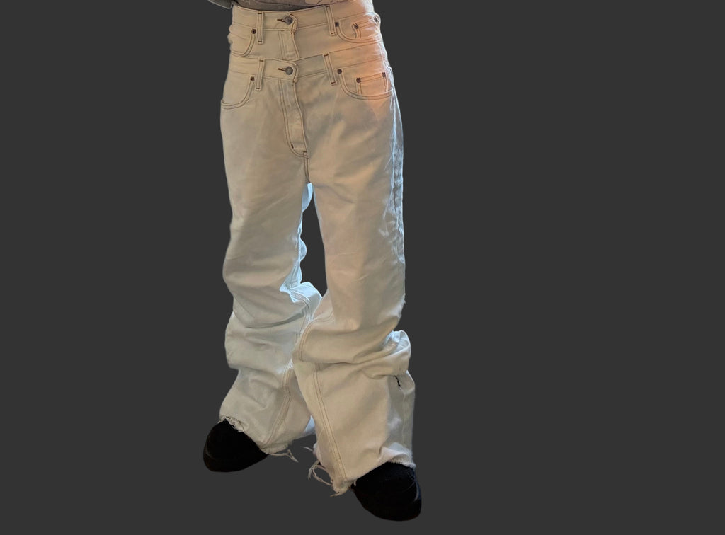 double waist bleach flares