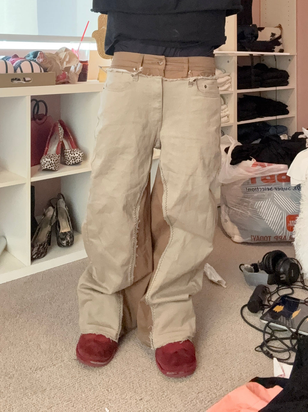 cut up double waisted flares