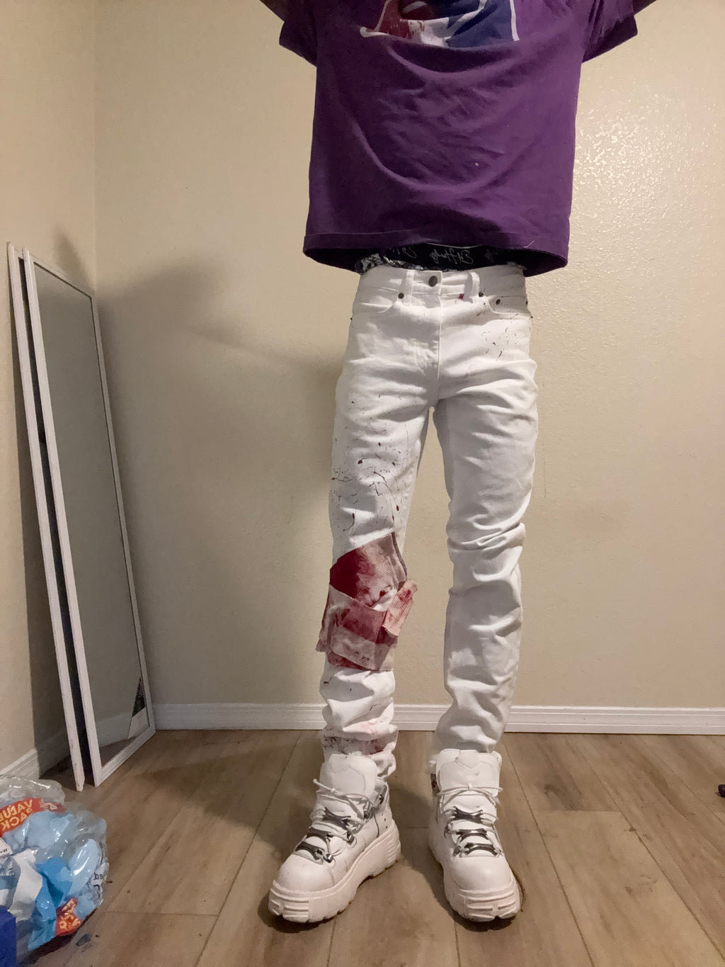 red mark skinny jeans
