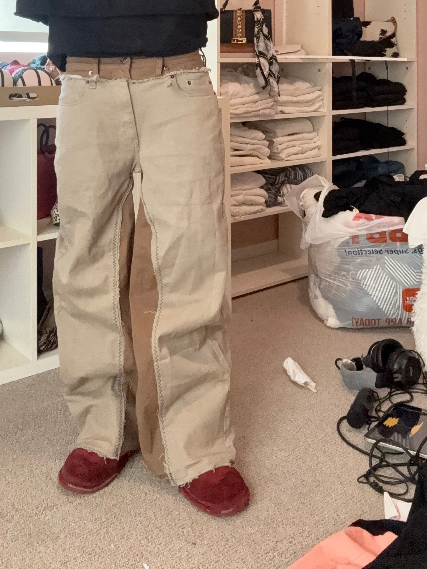 cut up double waisted flares