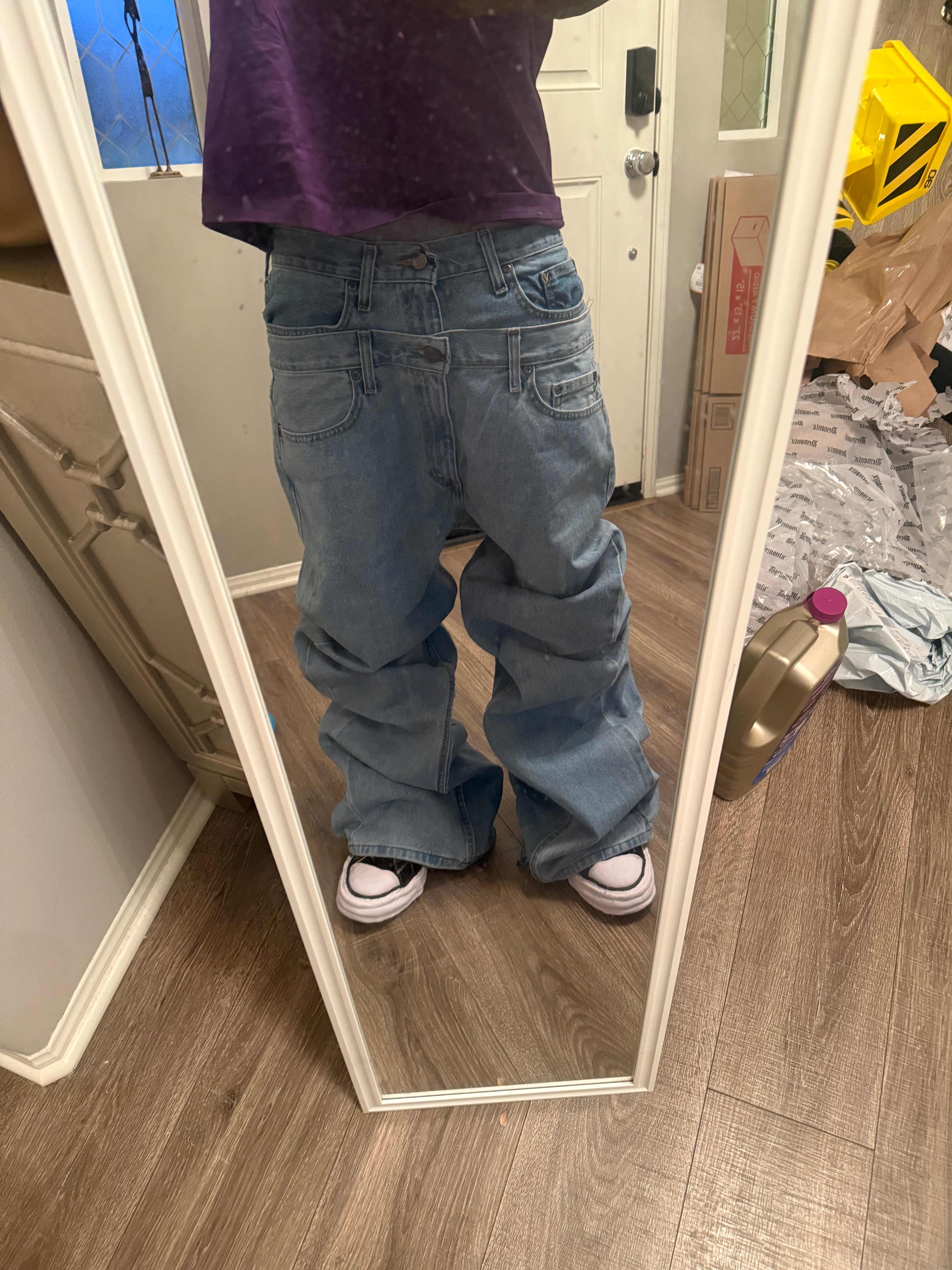 baggy double waisted jeans
