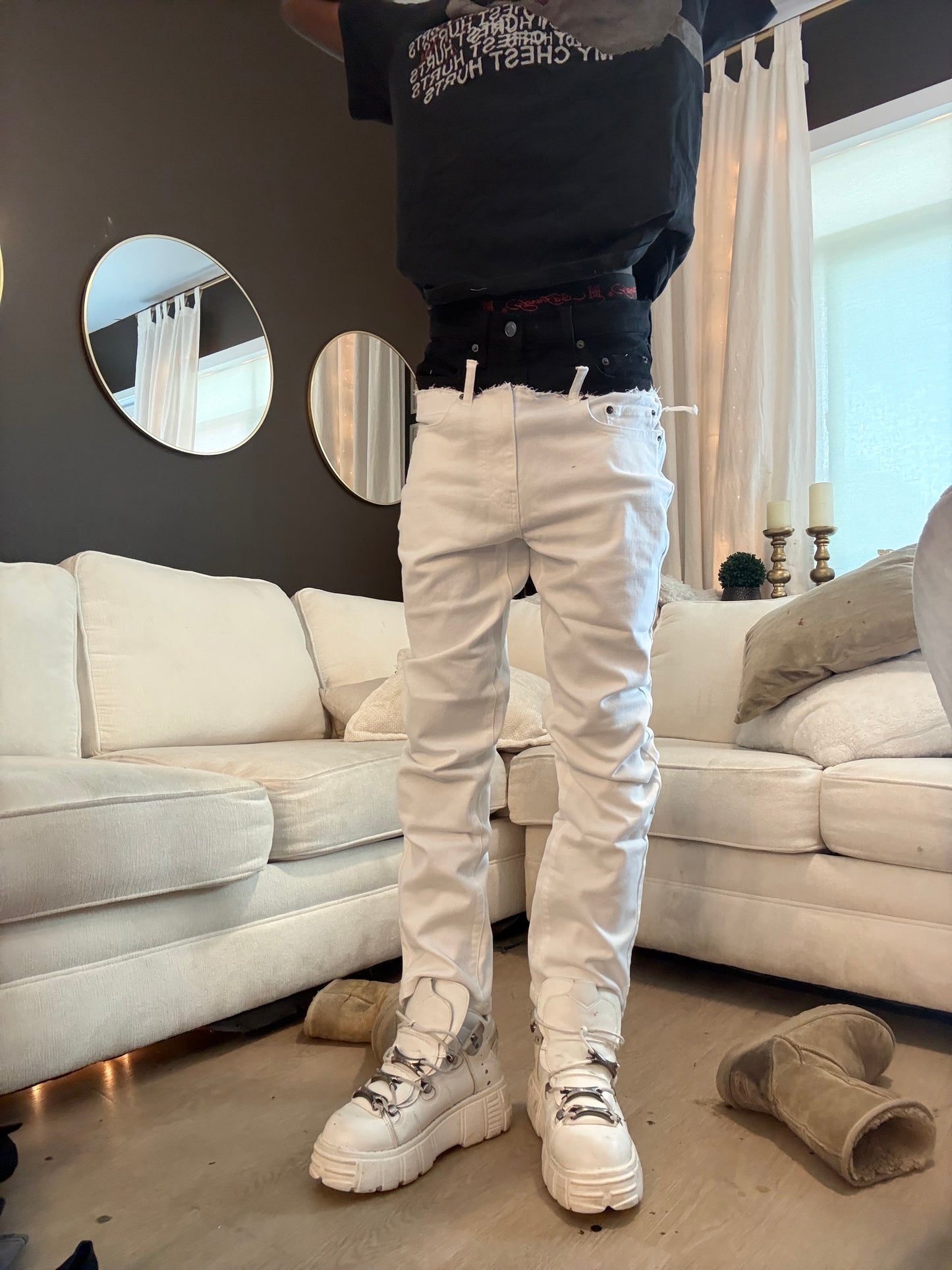Cut up double waisted skinny’s