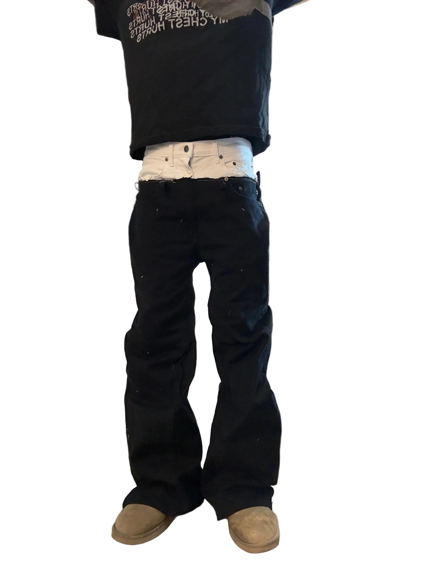 Cut up double waisted flares