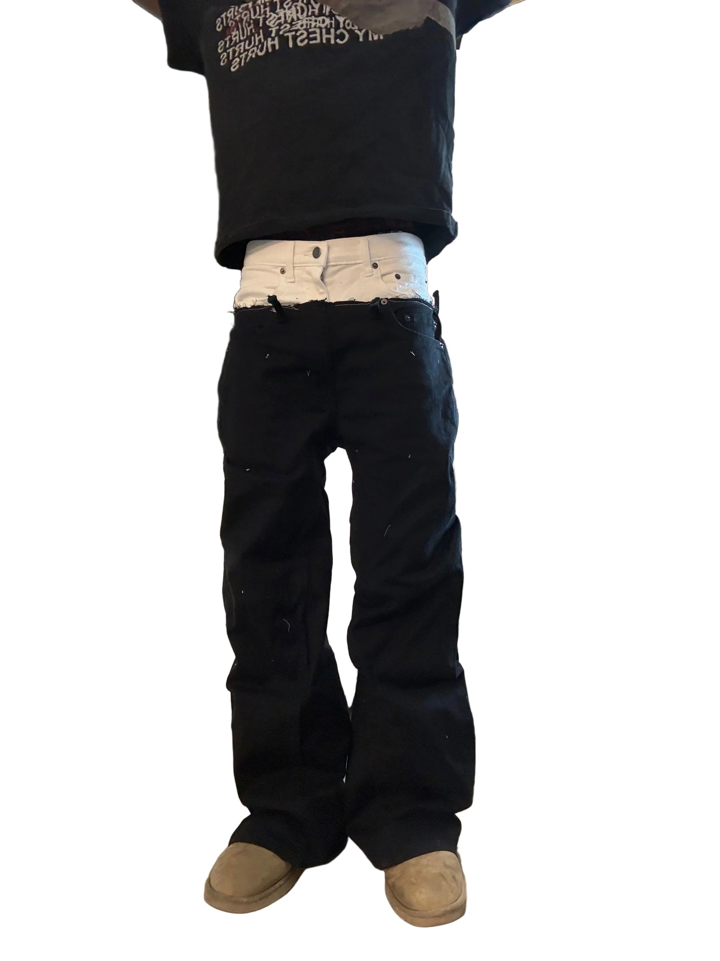 Cut up double waisted flares