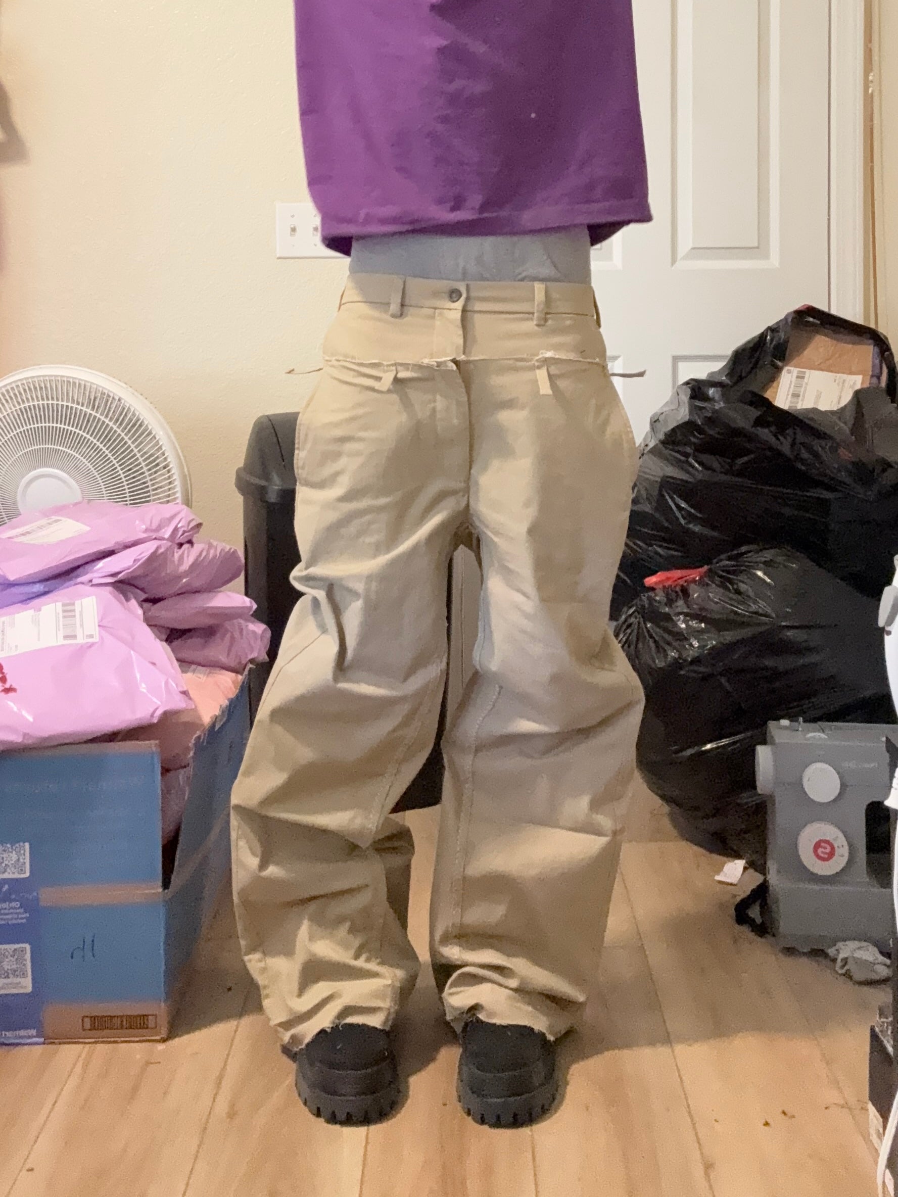 double waisted cut up flares
