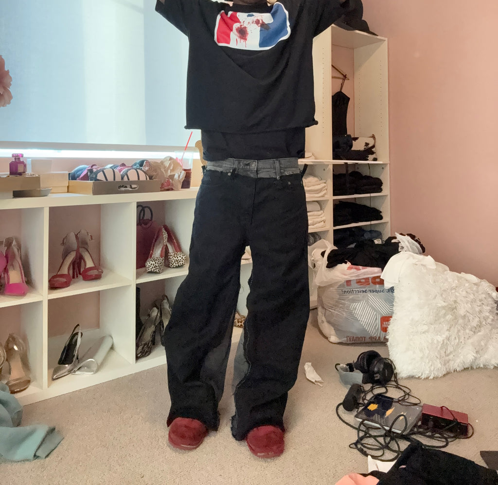 cut up double waisted flares