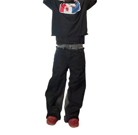 cut up double waisted flares
