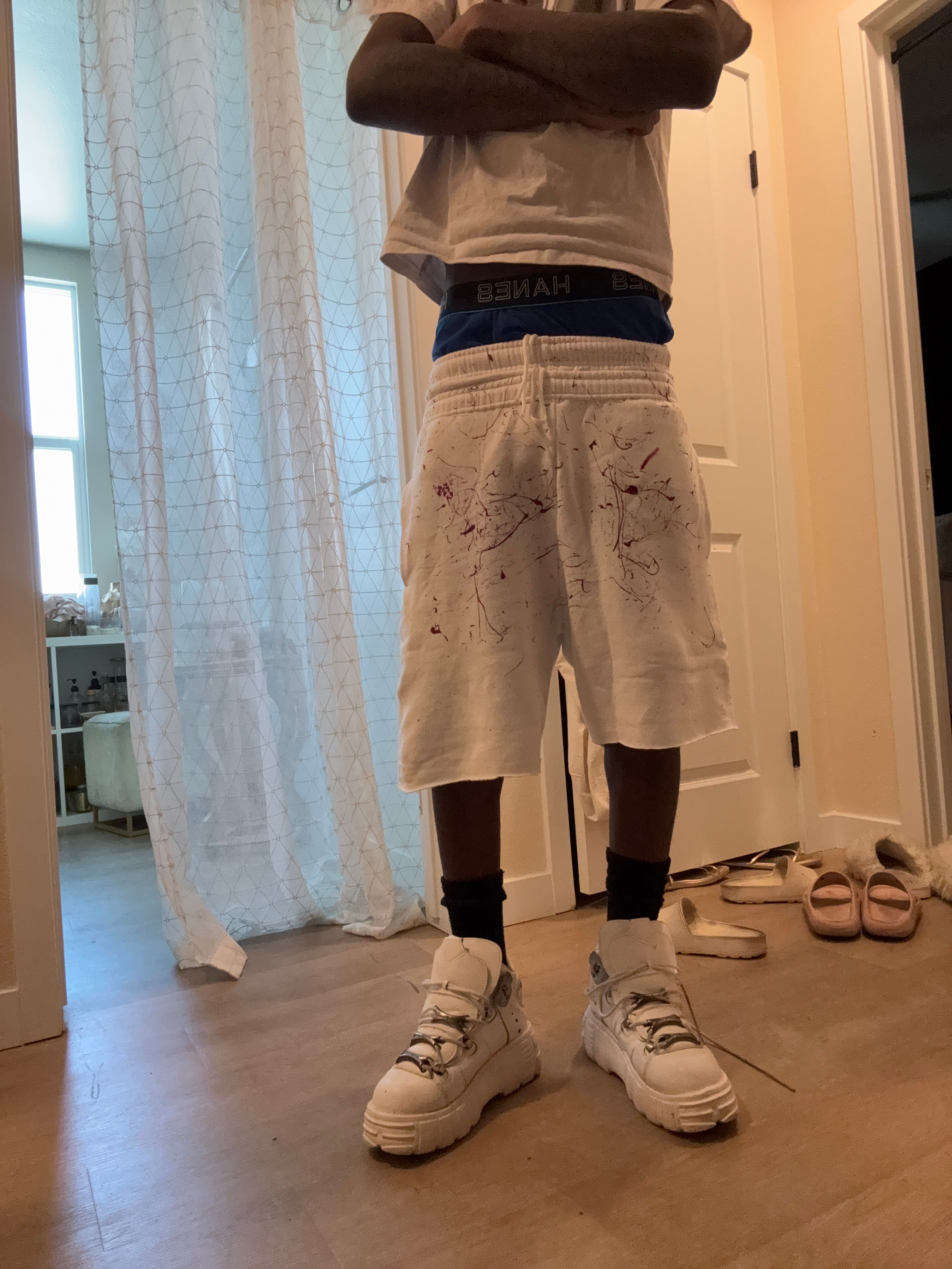 Blood mark double waisted shorts