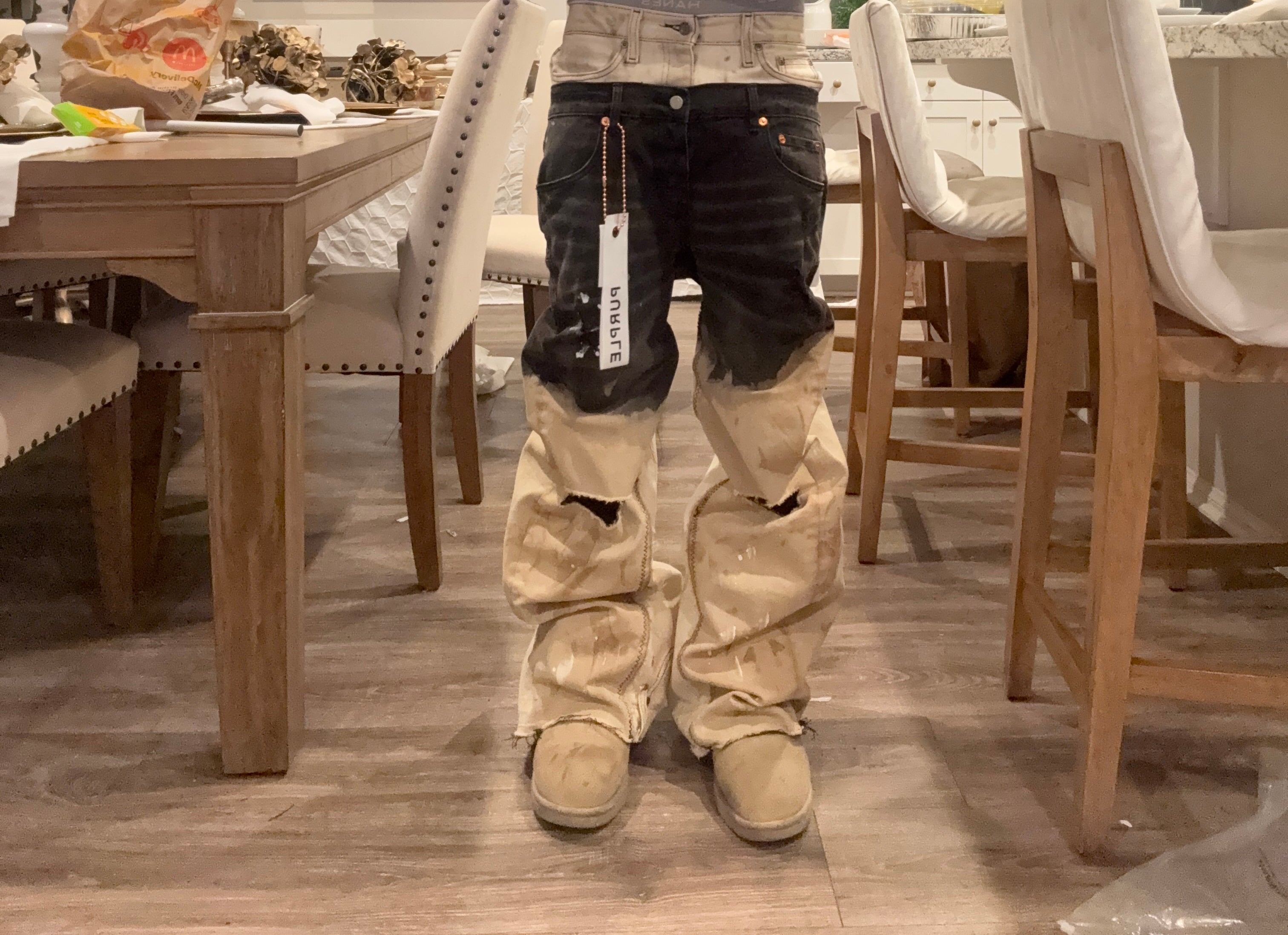 double waisted purple jeans