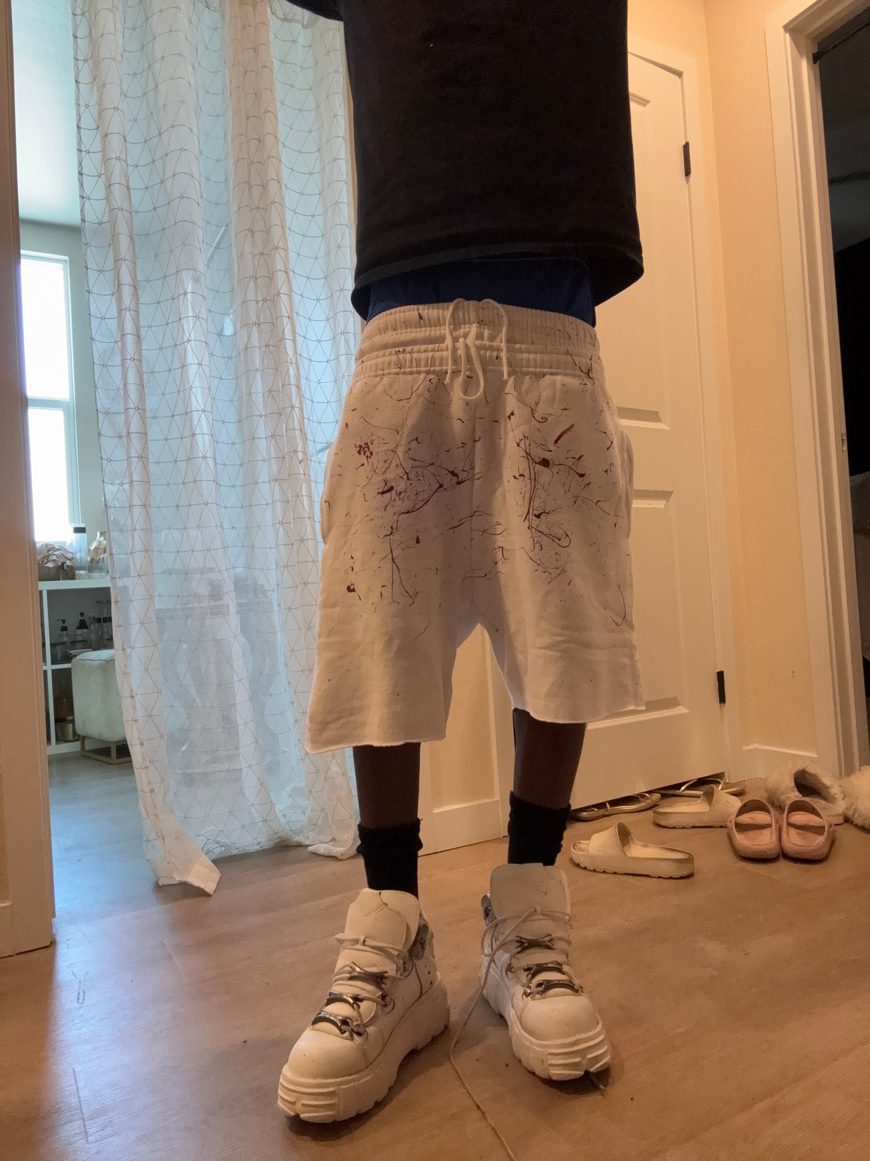 Blood mark double waisted shorts