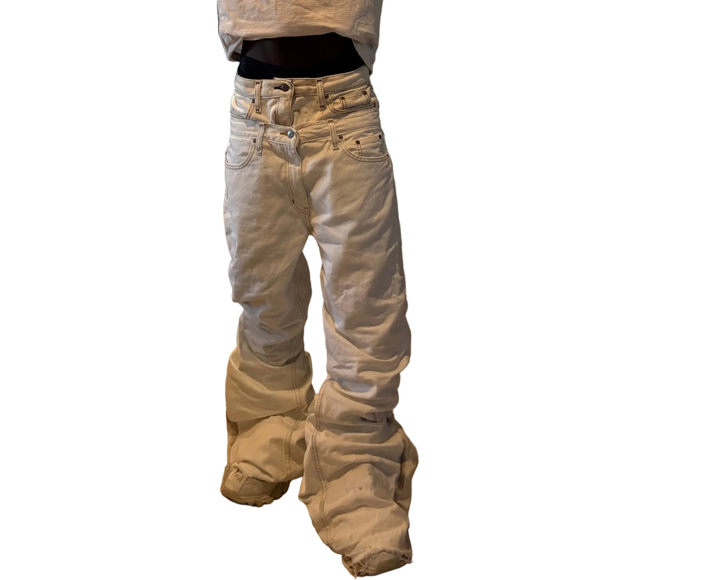Double waisted Bleach Denim
