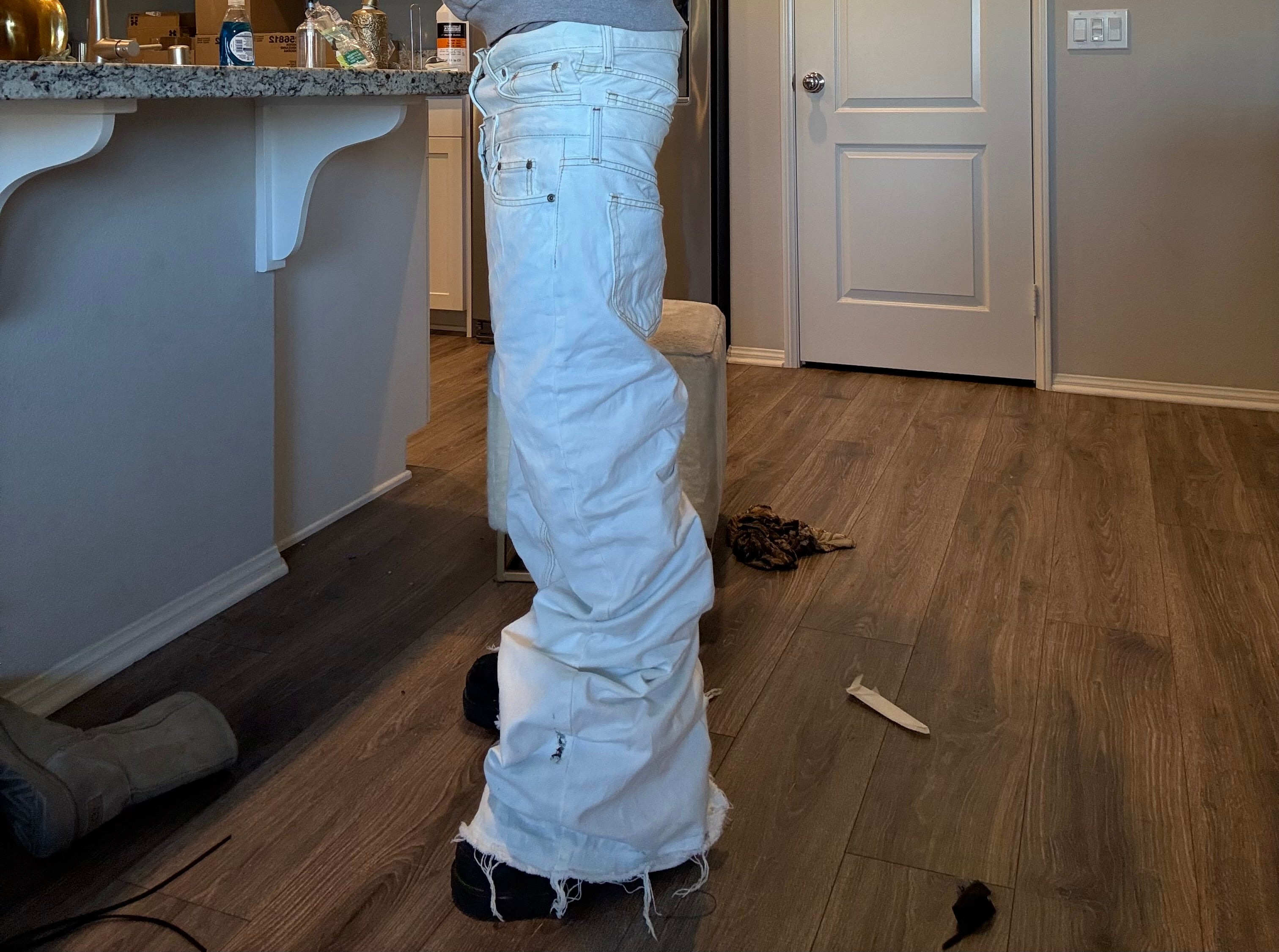 double waist bleach flares