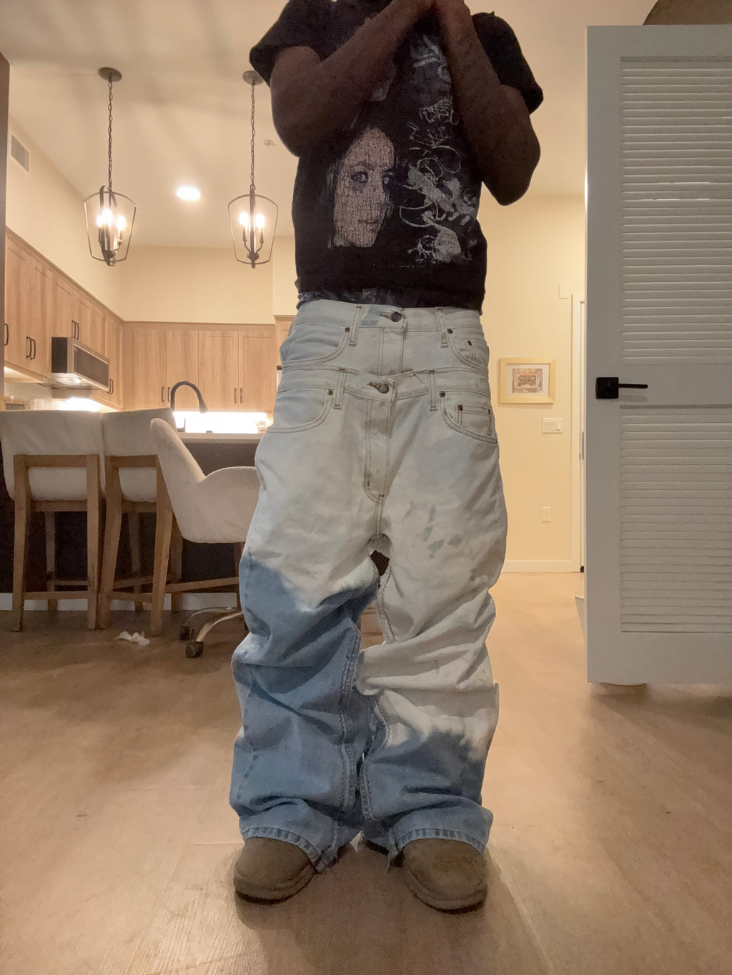 Double waisted bleach flares