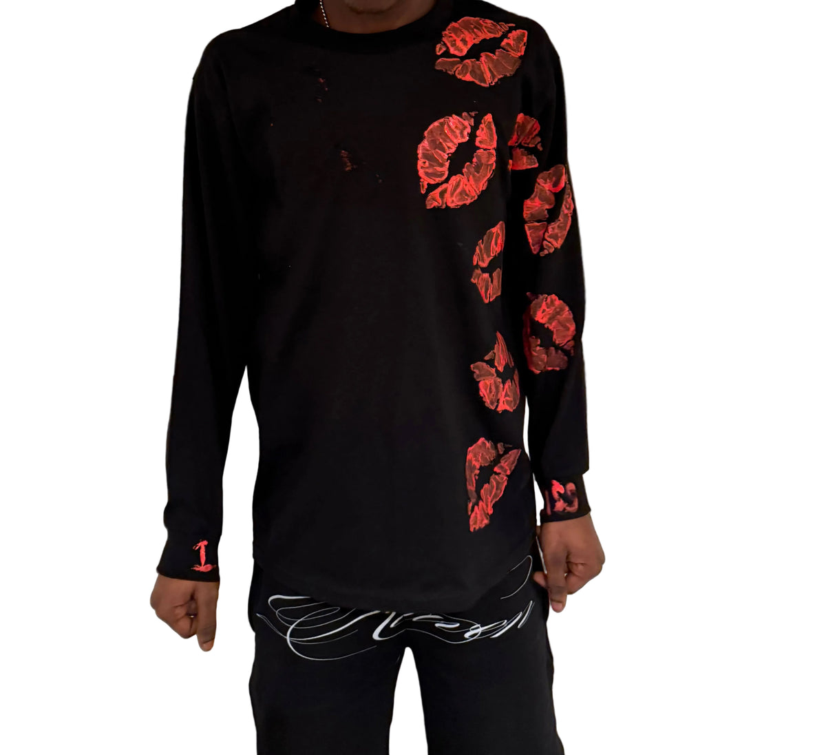 heavy weight long sleeve kiss mark shirt