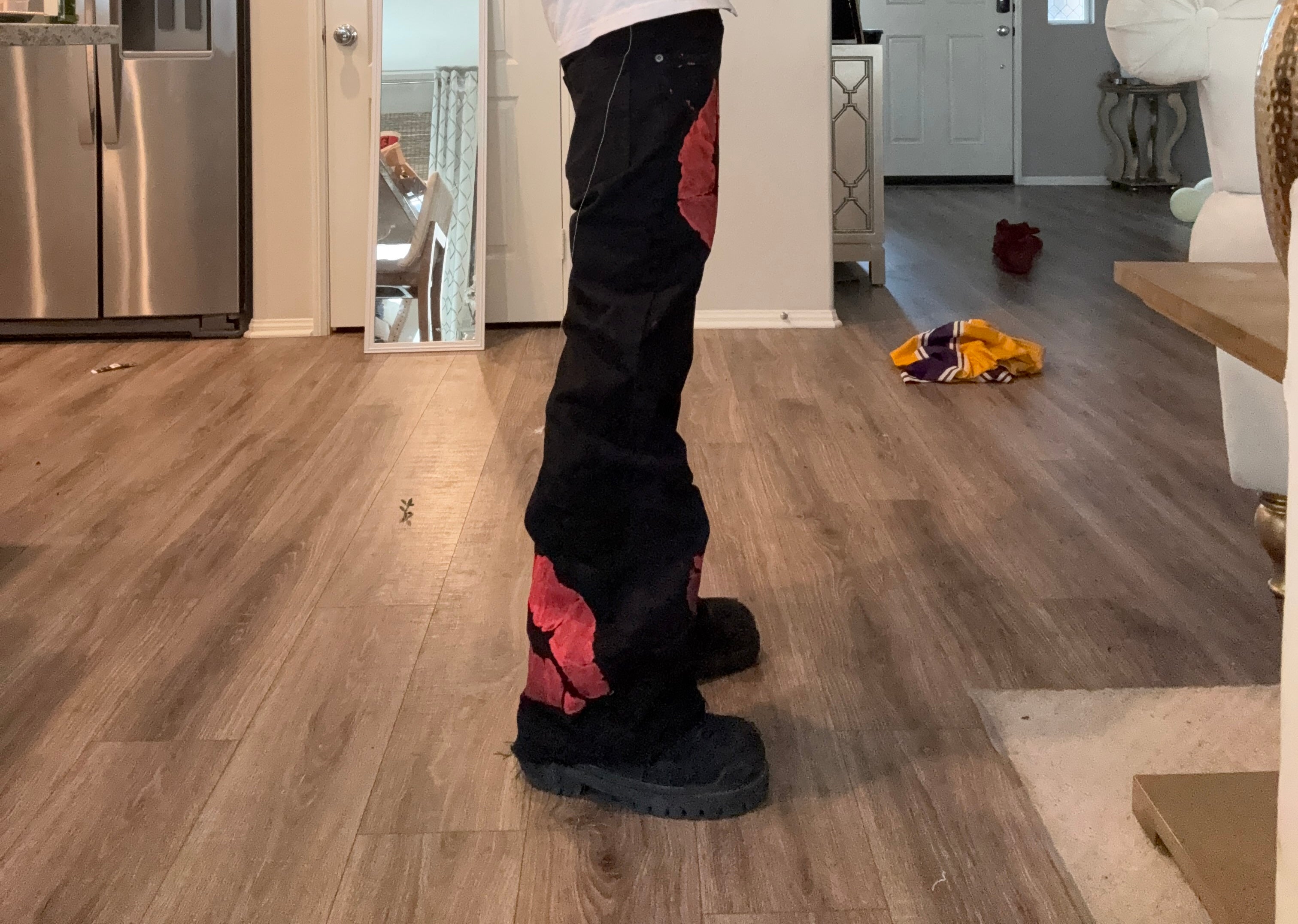 custom made flared kiss mark jeans