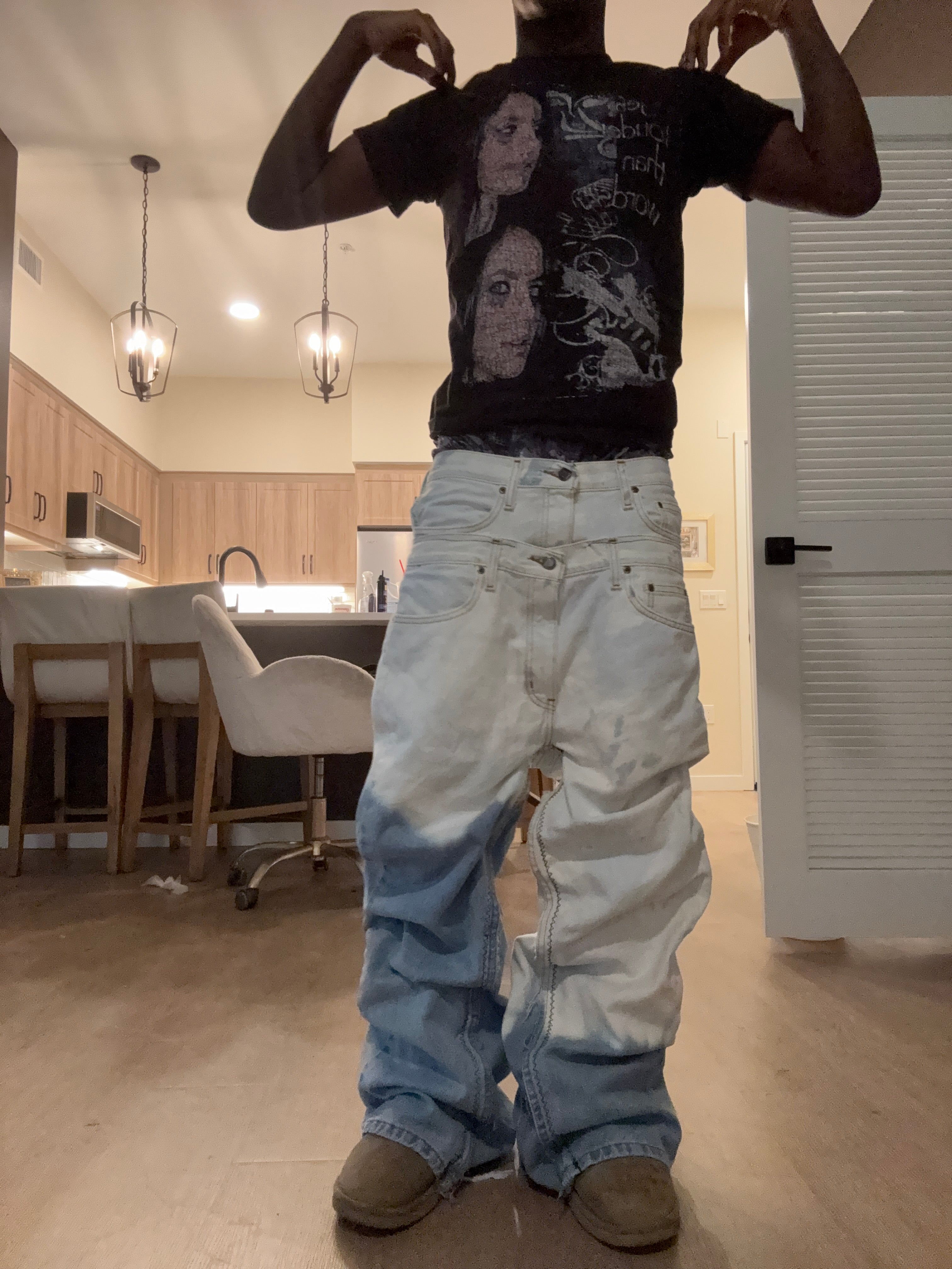 Double waisted bleach flares